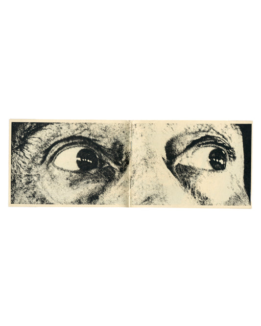 Salvador Dalí, Ma révolution culturelle, Les Livres de Nulle Part c.1990, both eyes across open spread, grainy b&w
