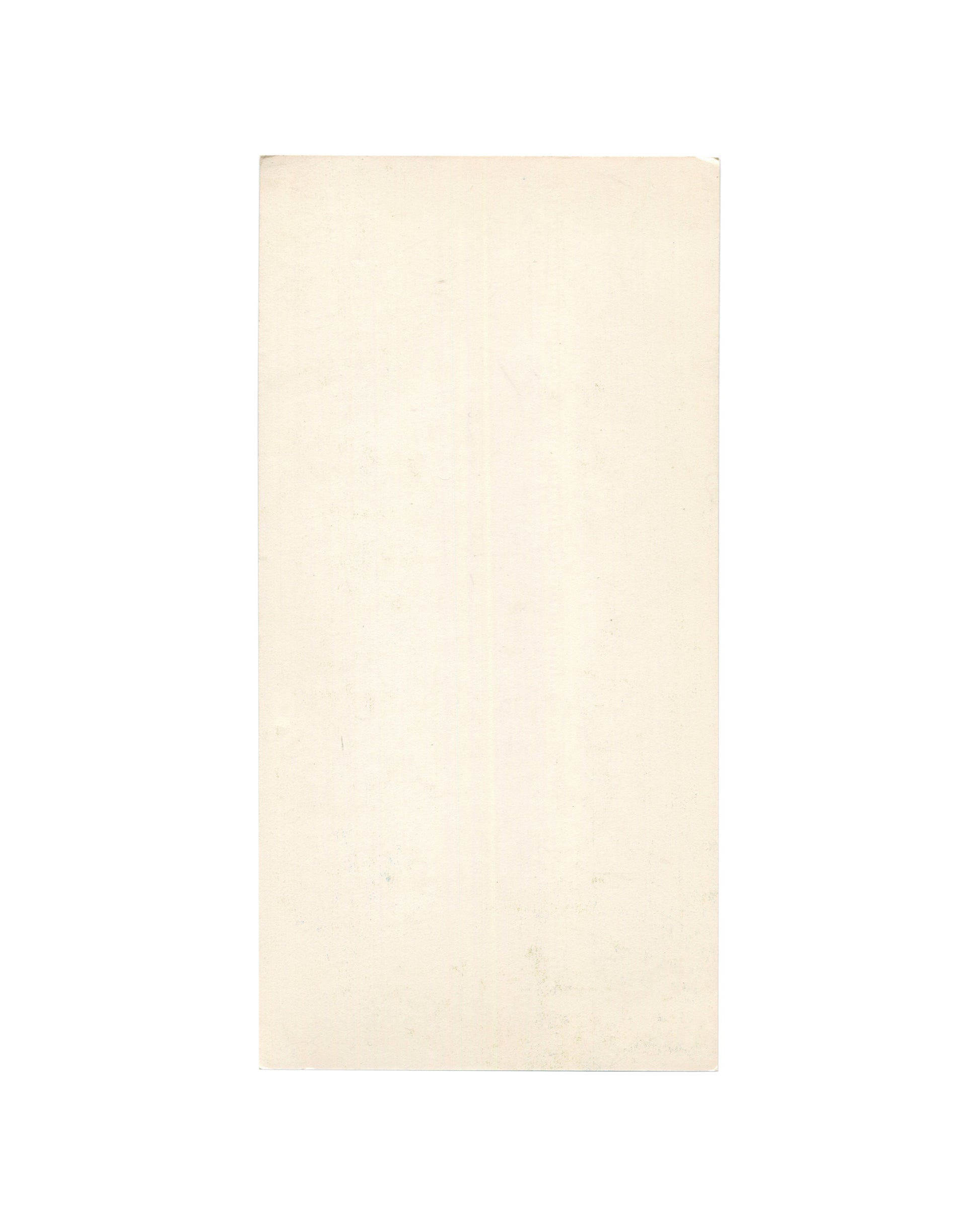 Reverse of 1979 Salvador Dalí Pompidou exhibition invitation card. Plain cream stock, blank.