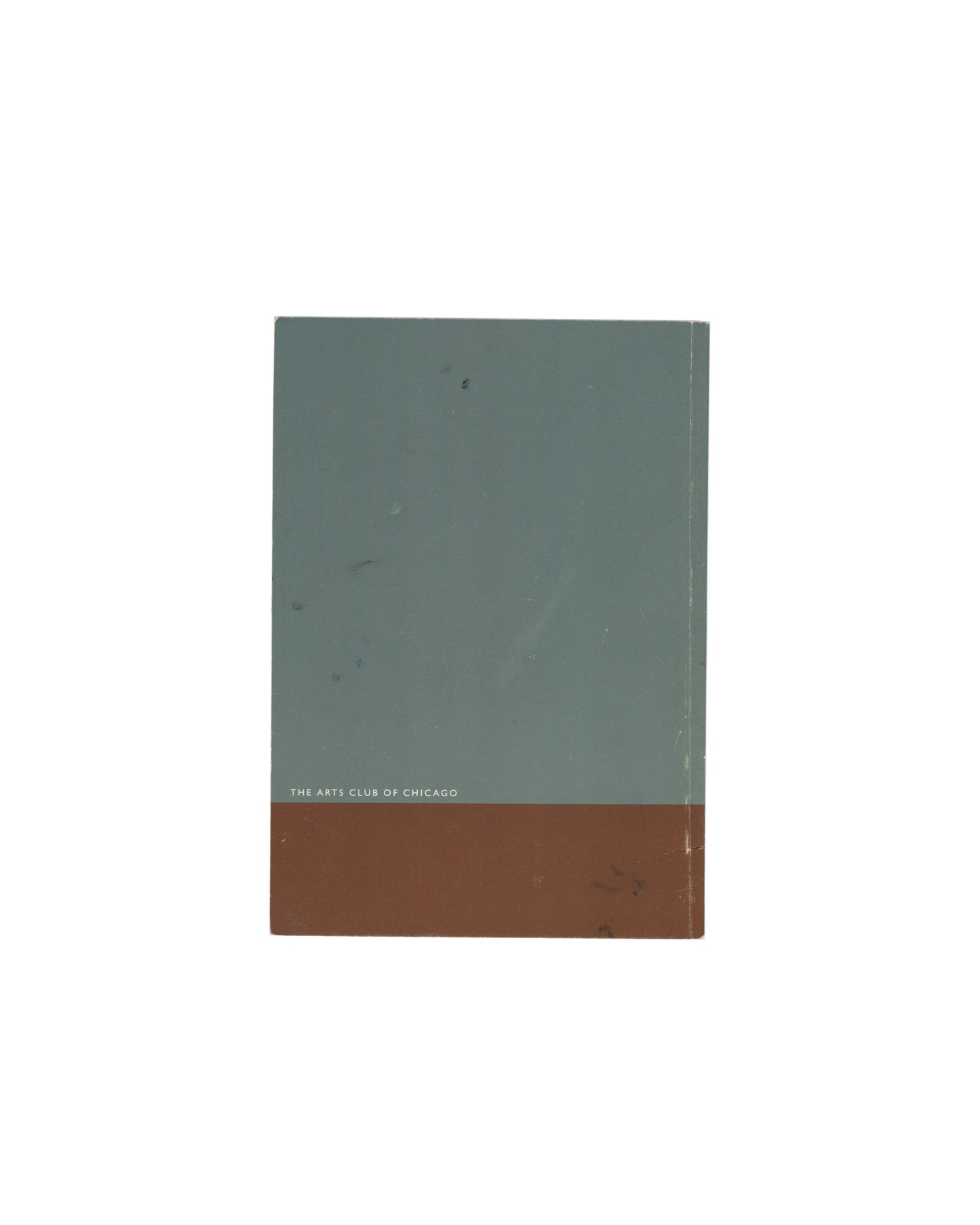 Peter Doig, exhibition catalogue back cover, The Arts Club of Chicago, 2003. Plain sage green stock with The Arts Club of Chicago imprint in small white type at lower left. Minor surface wear and edge rubbing to wrappers.
