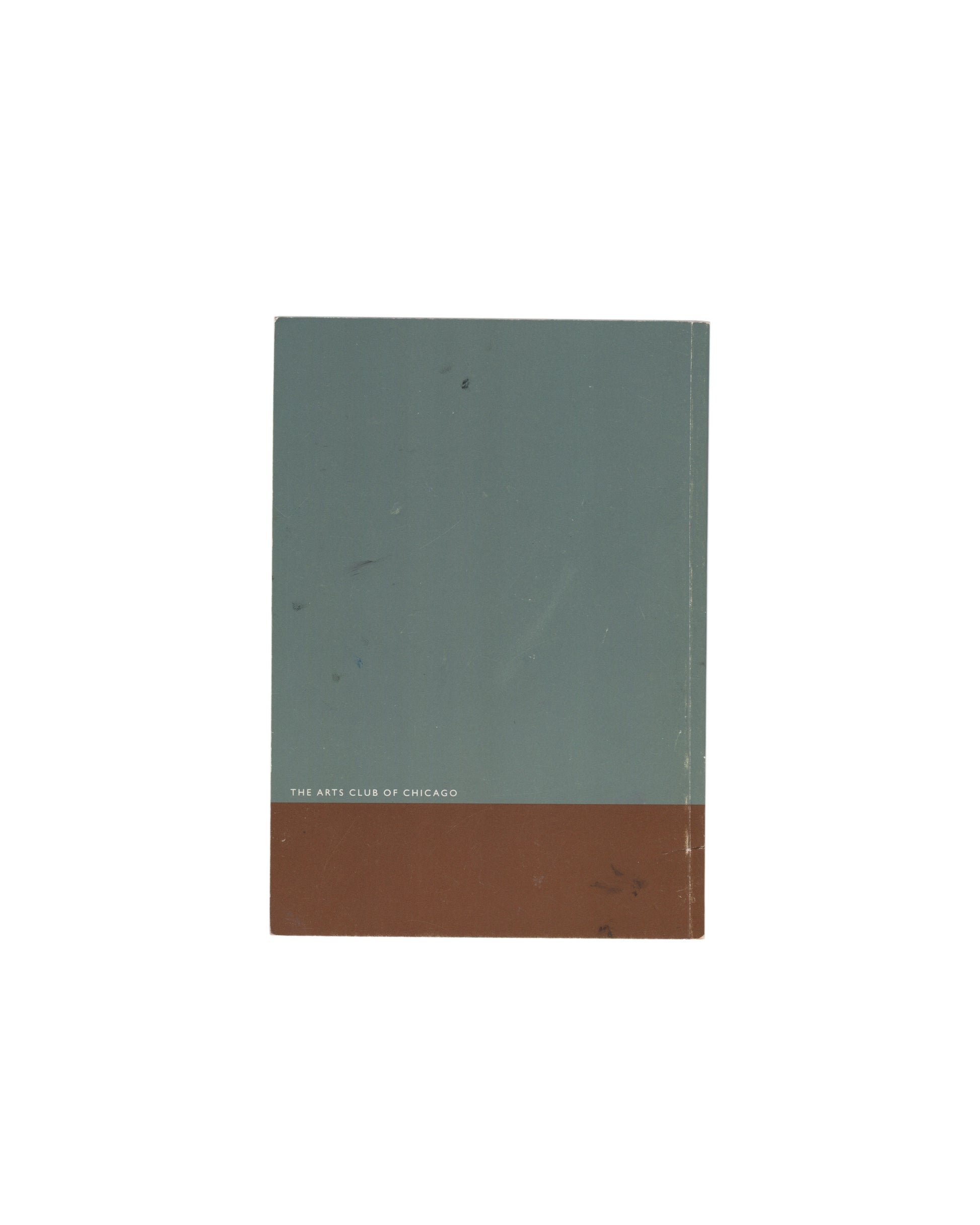 Peter Doig, exhibition catalogue back cover, The Arts Club of Chicago, 2003. Plain sage green stock with The Arts Club of Chicago imprint in small white type at lower left. Minor surface wear and edge rubbing to wrappers.