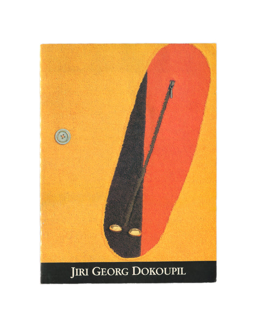 Jiří Georg Dokoupil, Exhibition Catalogue, 1987 — front cover. Black and red biomorphic form with zipper and single button on yellow-orange ground. Galerie Paul Maenz, Cologne.