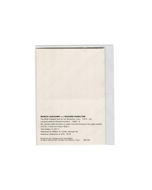 MARCEL DUCHAMP / RICHARD HAMILTON — The Bride Stripped Bare by Her Bachelors, Even (The Large Glass). Tate Gallery postcard, c. 1981
