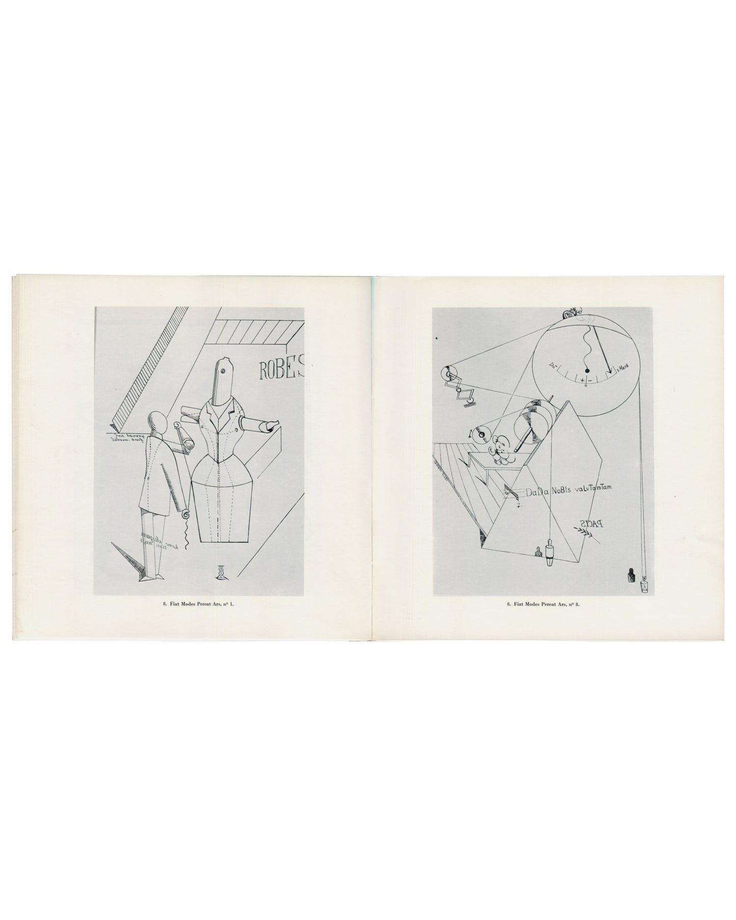 Max Ernst, Bibliothèque Nationale Paris, interior spread, Fiat Modes Pereat Ars nos. I and II, 1975