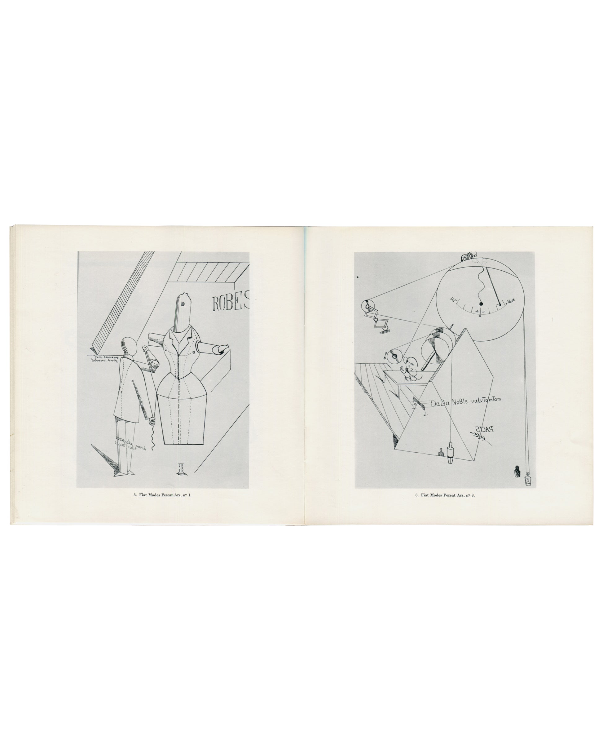 Max Ernst, Bibliothèque Nationale Paris, interior spread, Fiat Modes Pereat Ars nos. I and II, 1975