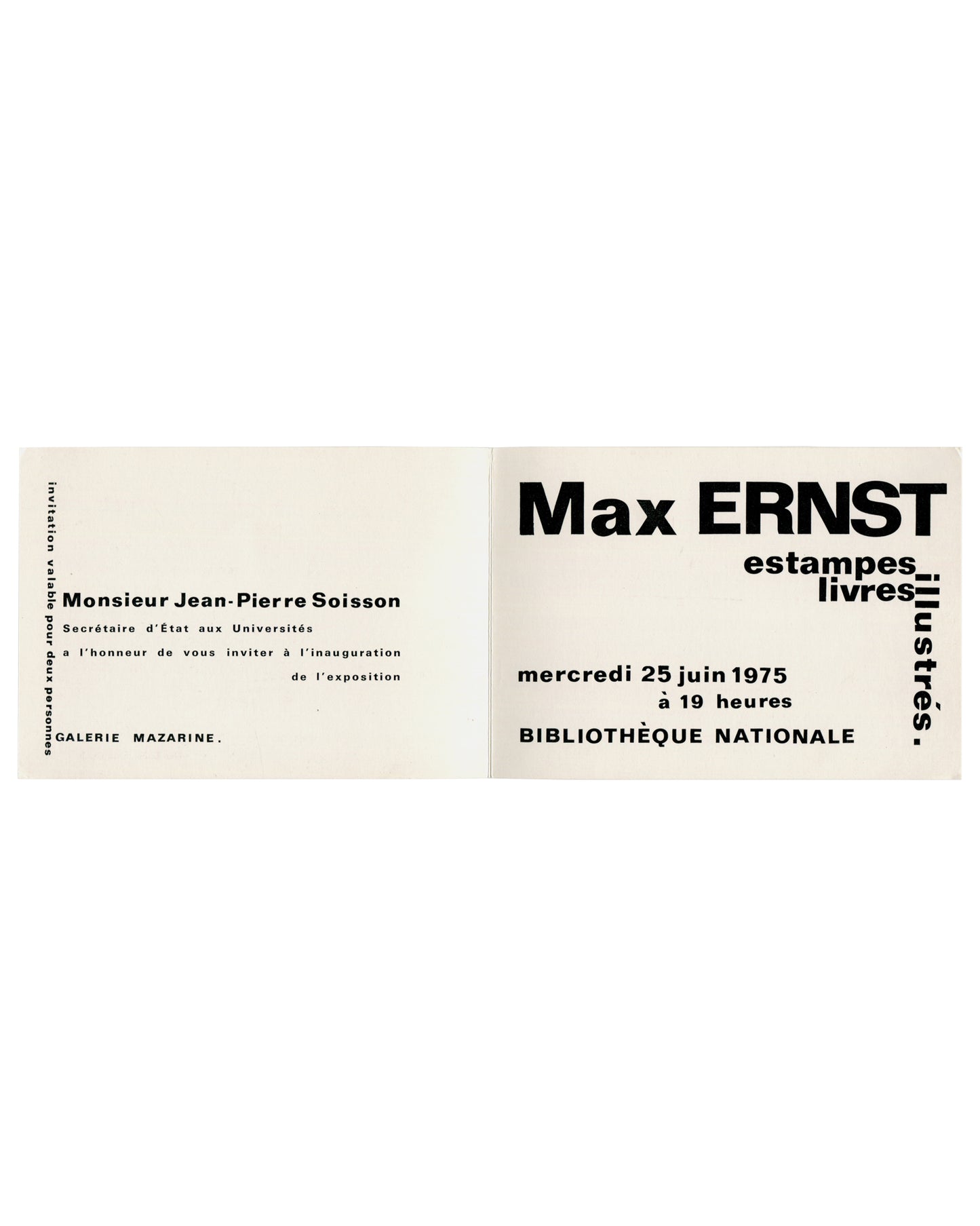 MAX ERNST — Estampes, Livres Illustrés, Bibliothèque Nationale, Paris, 1975