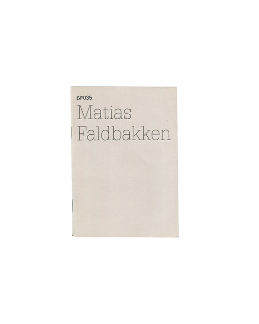  Original 2011 Matias Faldbakken Search / Suche booklet, dOCUMENTA (13) 100 Notes – 100 Thoughts No. 035, Hatje Cantz. Front cover showing pale typographic wrapper with artist name, title SEARCH / SUCHE, dOCUMENTA (13) and Hatje Cantz imprint.