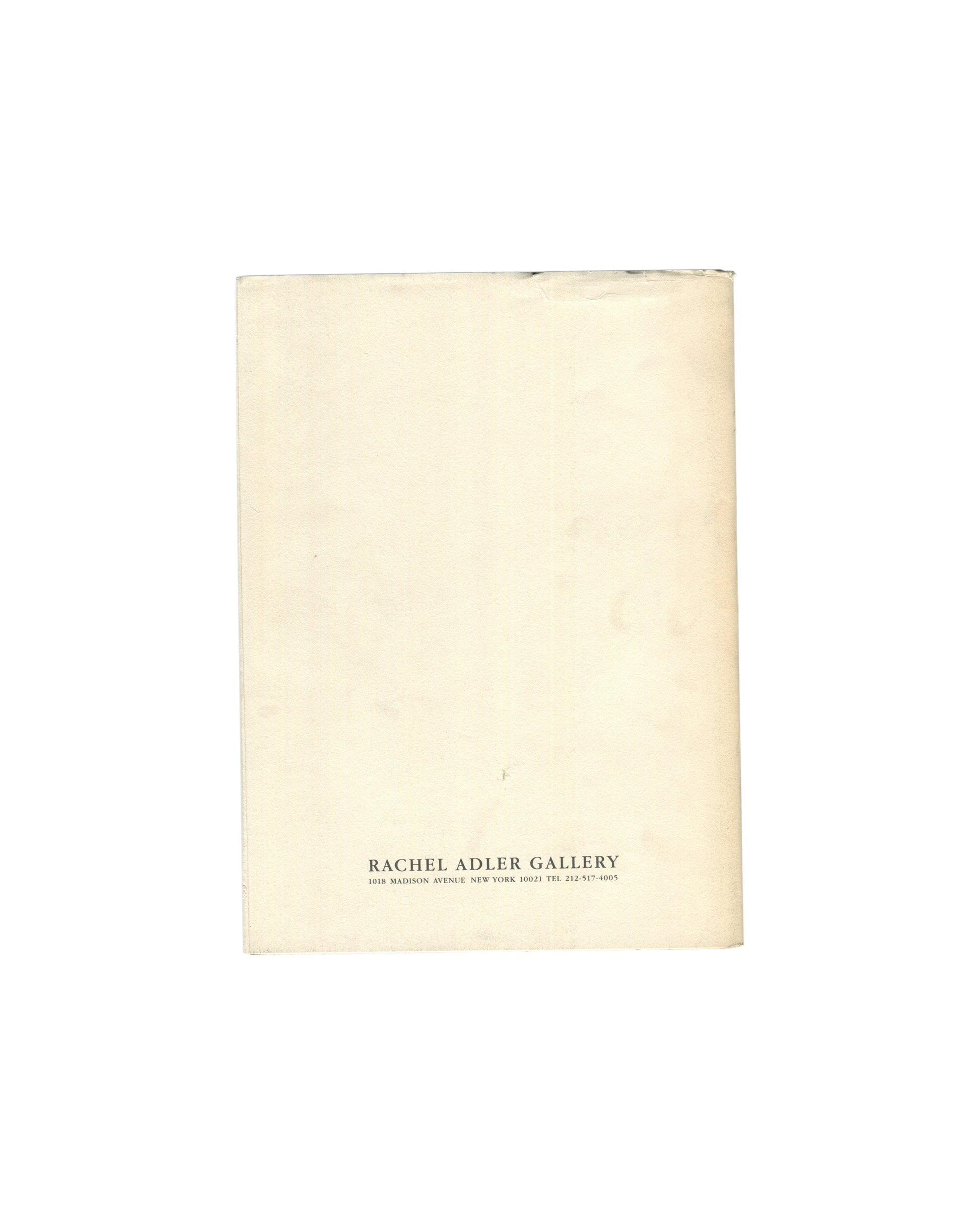 Rear wrapper. Rachel Adler Gallery, 1018 Madison Avenue, New York, 1987.