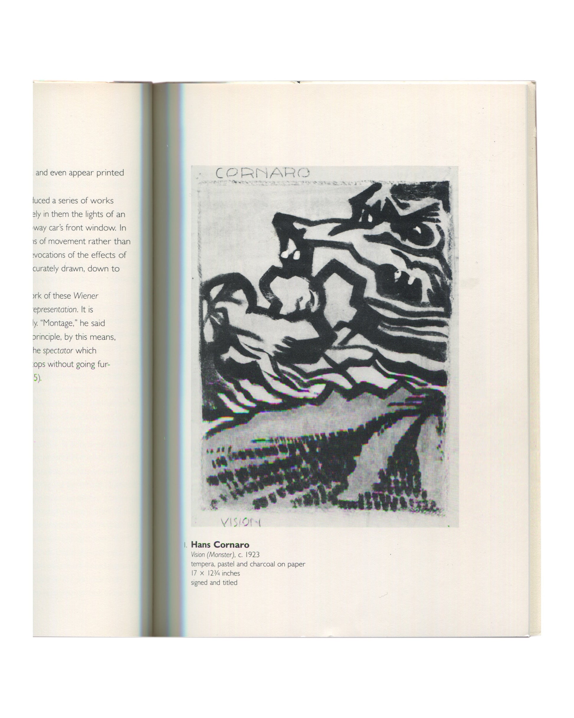 Interior spread: Hans Cornaro, Vision (Monster), c.1923. Tempera, pastel and charcoal on paper.