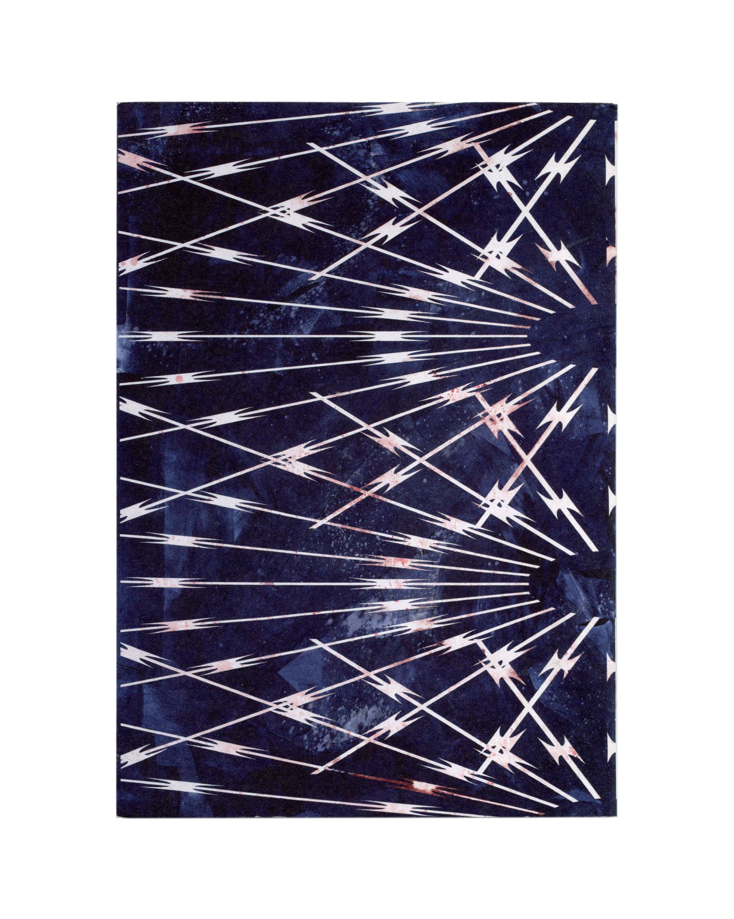 Back cover: AlphaBête, Kendell Geers, navy ground, barbed-wire lines radiating from lower right, mirror of front 