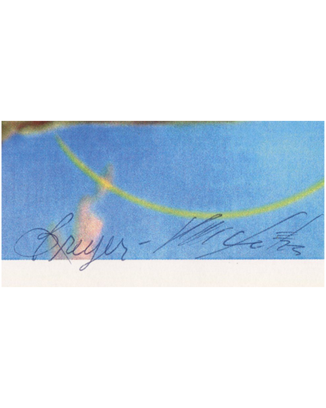 Detail of Genesis Breyer P-Orridge's  and Lady Jayne Breyer P-Orridge ballpoint signature, Psychick Cross and number 23 on the invitation.