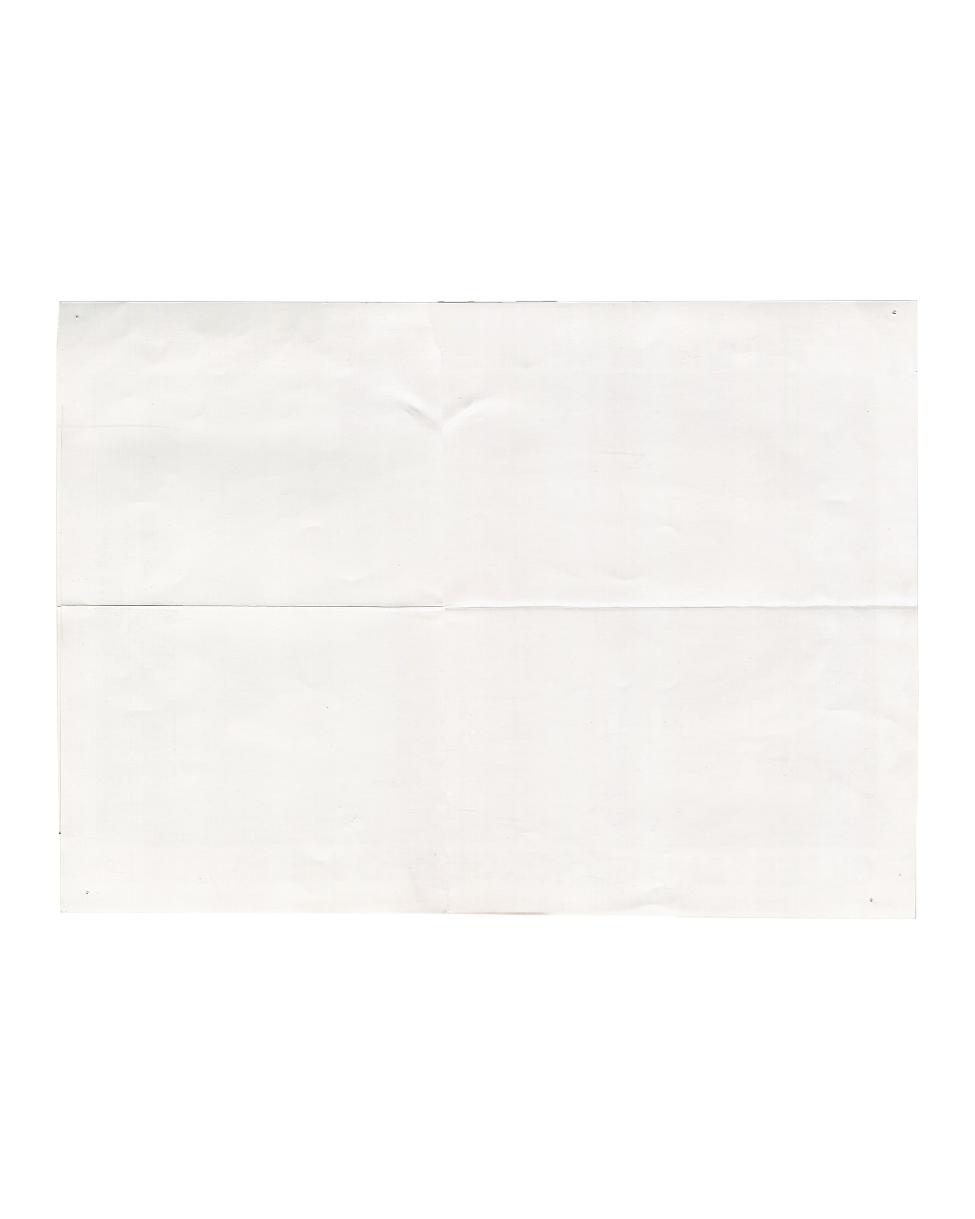  Reverse of 1981 Gilbert & George Photo-Pieces 1971–80 exhibition poster, Whitechapel Art Gallery, London. Blank white verso showing fold lines and corner pinholes.