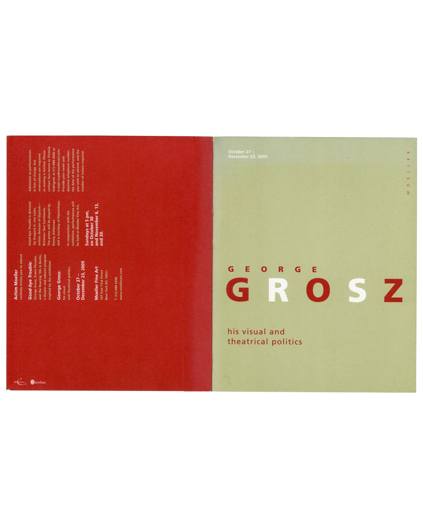 George Grosz, His Visual and Theatrical Politics; unfolded showing red back panel and sage-green cover exterior, 2005