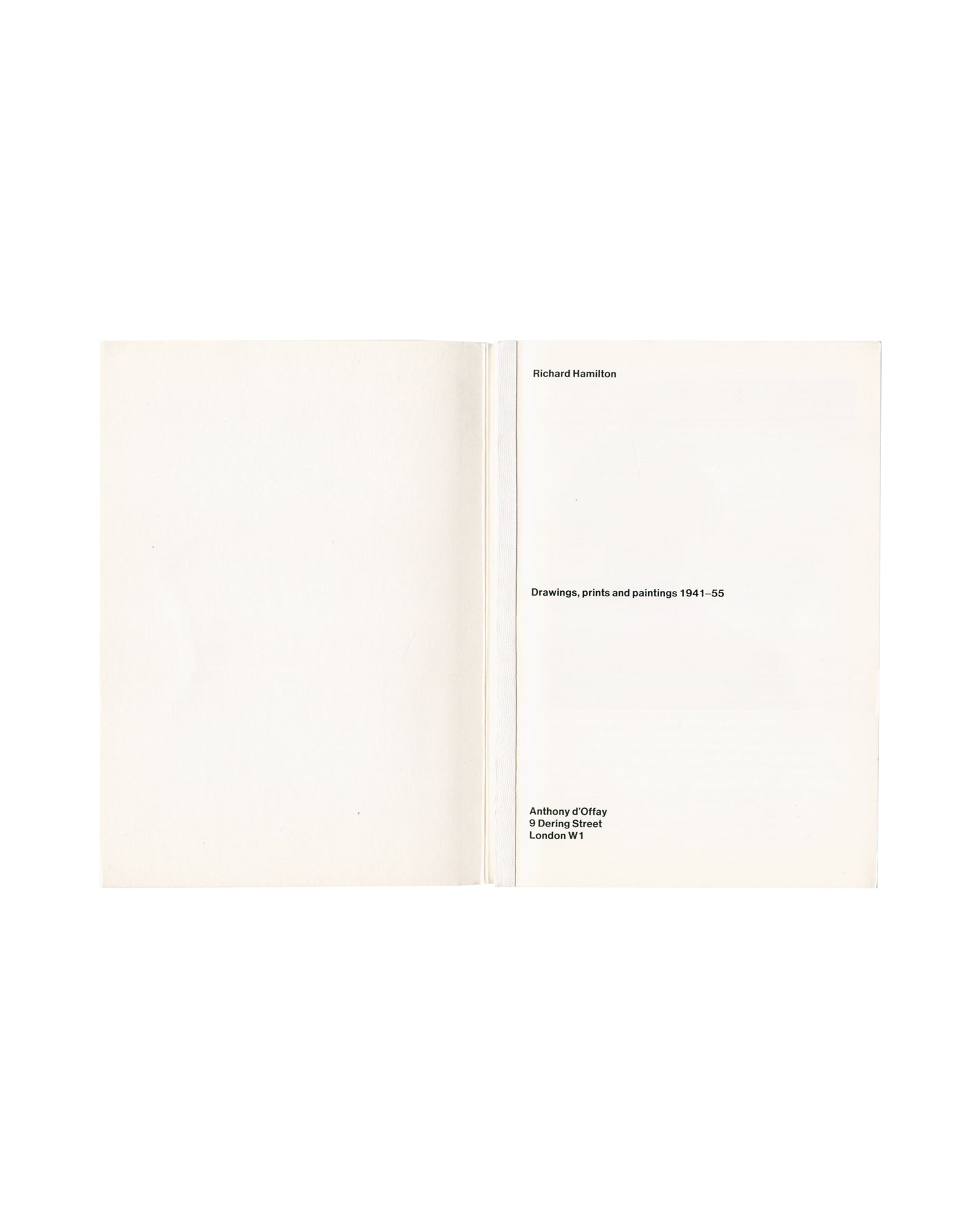 Richard Hamilton, Drawings prints and paintings 1941–55, Anthony d'Offay, 9 Dering Street London, 1979, title page