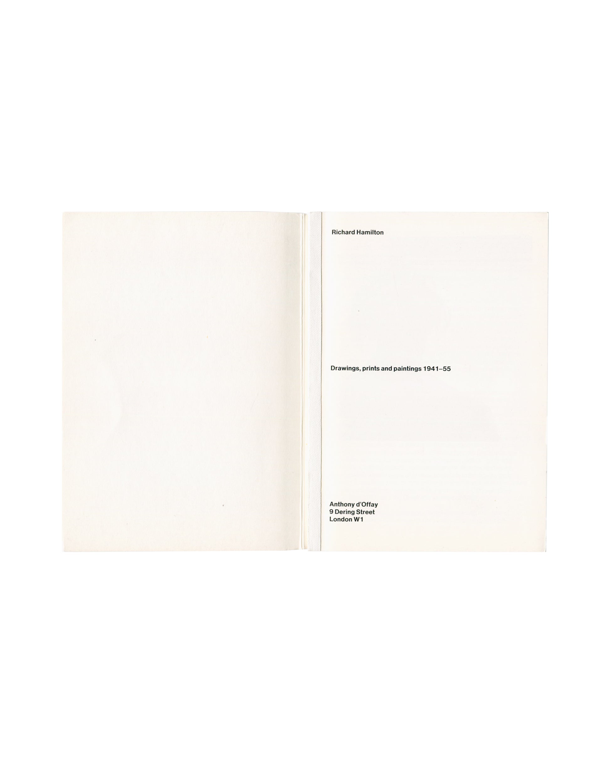 Richard Hamilton, Drawings prints and paintings 1941–55, Anthony d'Offay, 9 Dering Street London, 1979, title page