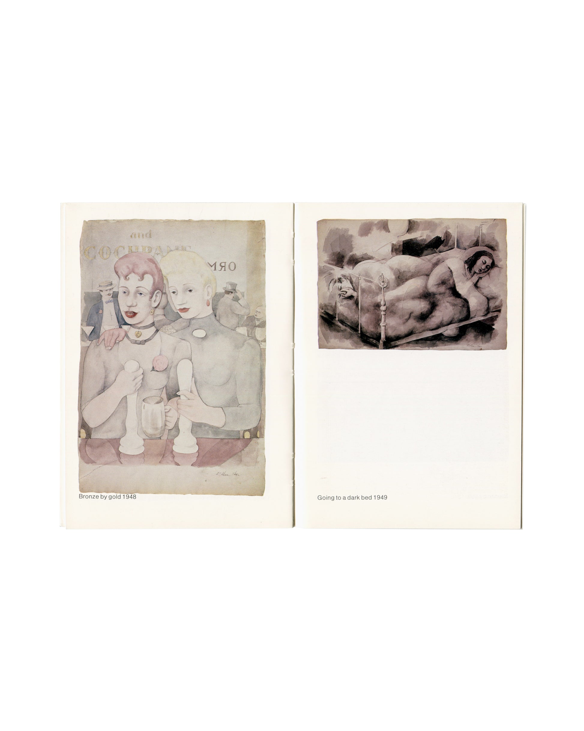 Richard Hamilton, Bronze by gold 1948 and Going to a dark bed 1949, Ulysses drawings, interior spread