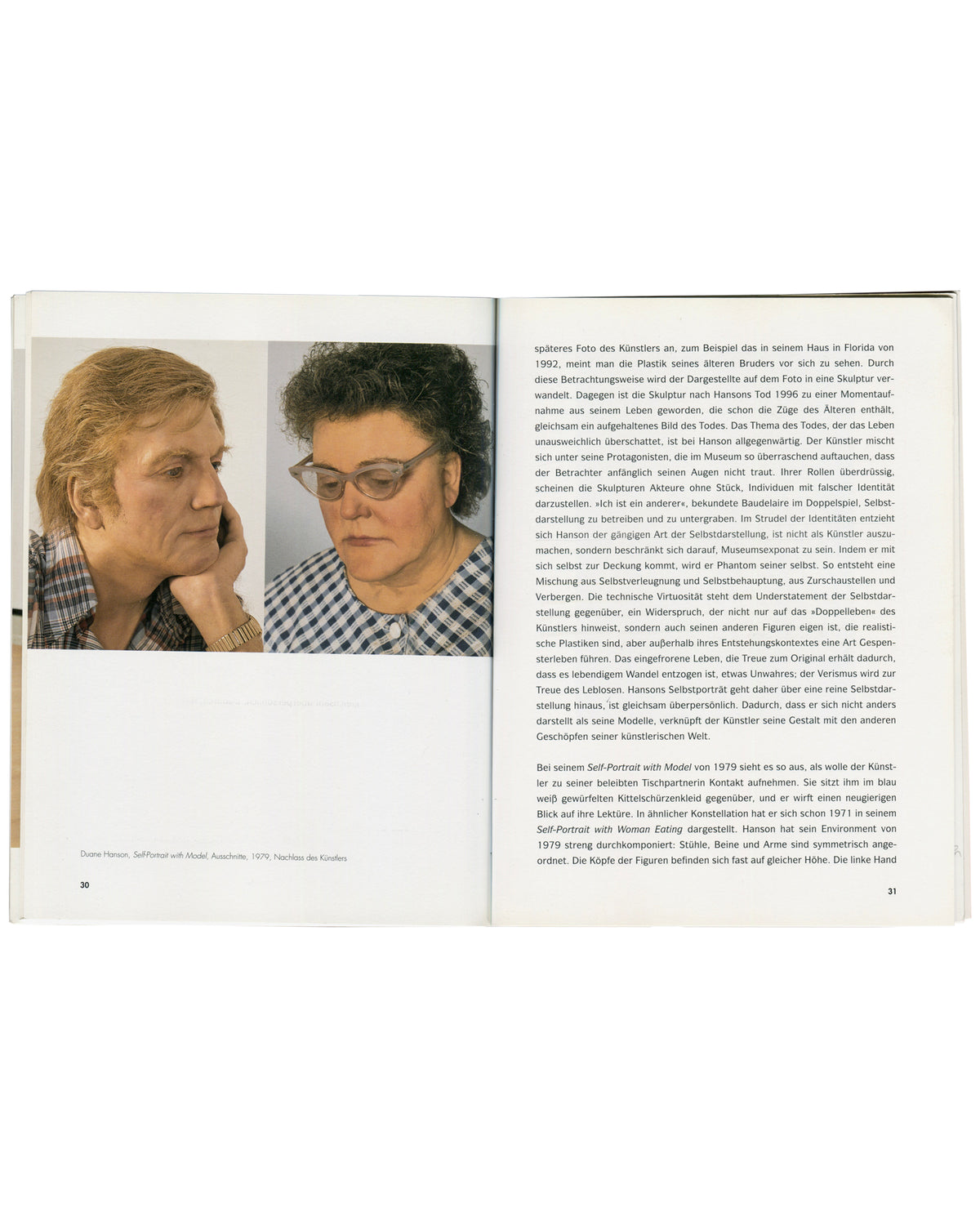 Duane Hanson, Housewife, 2000, pages 30–31, Self-Portrait with Model, 1979, two cast faces in close-up