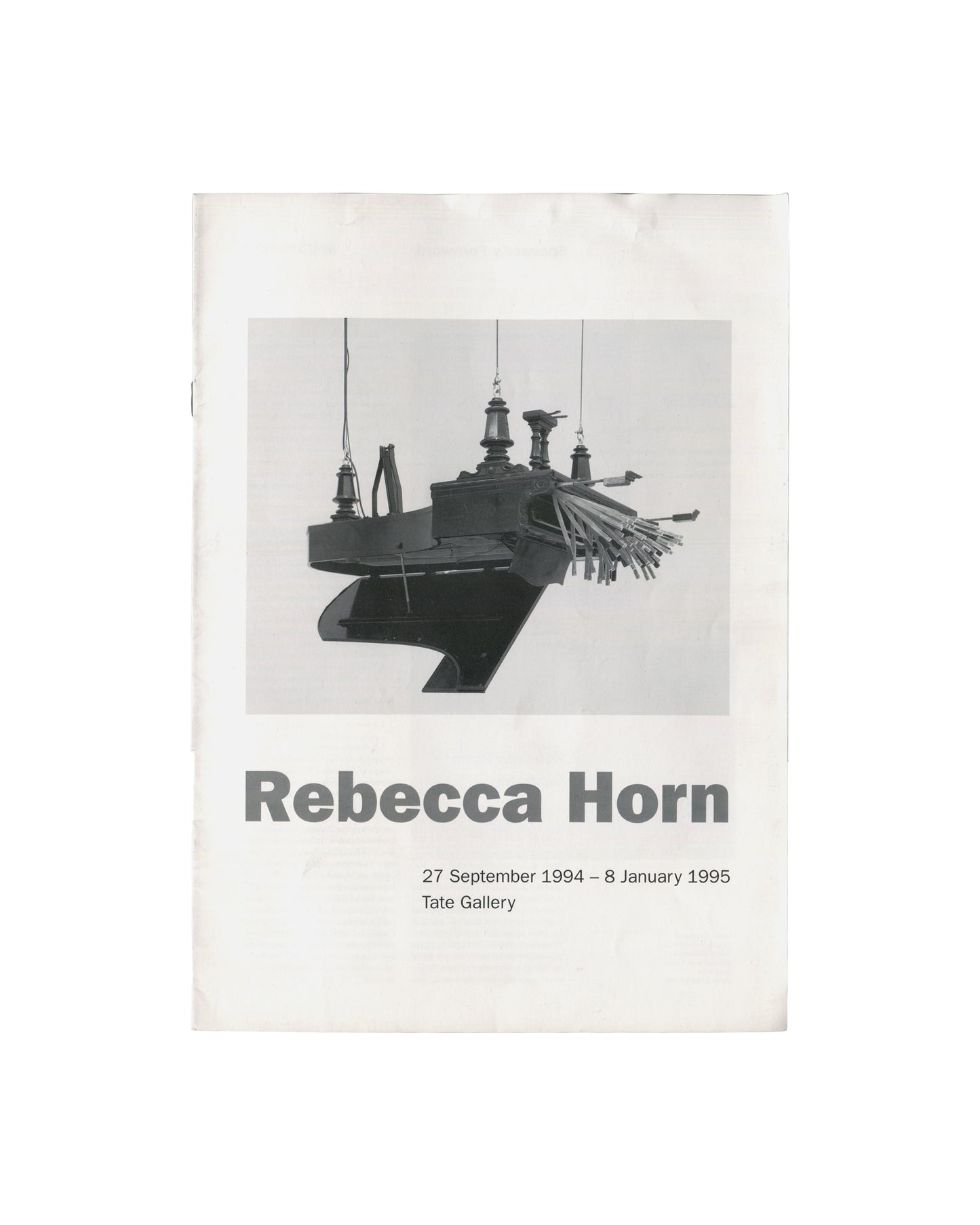 Rebecca Horn, Concert for Anarchy 1990, front cover: exhibition handout, Tate Gallery London, 27 September 1994–8 January 1995