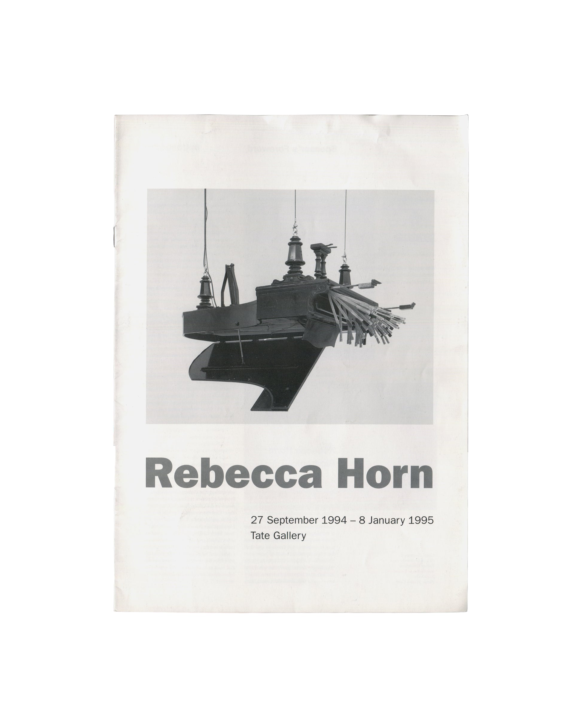 Rebecca Horn, Concert for Anarchy 1990, front cover: exhibition handout, Tate Gallery London, 27 September 1994–8 January 1995