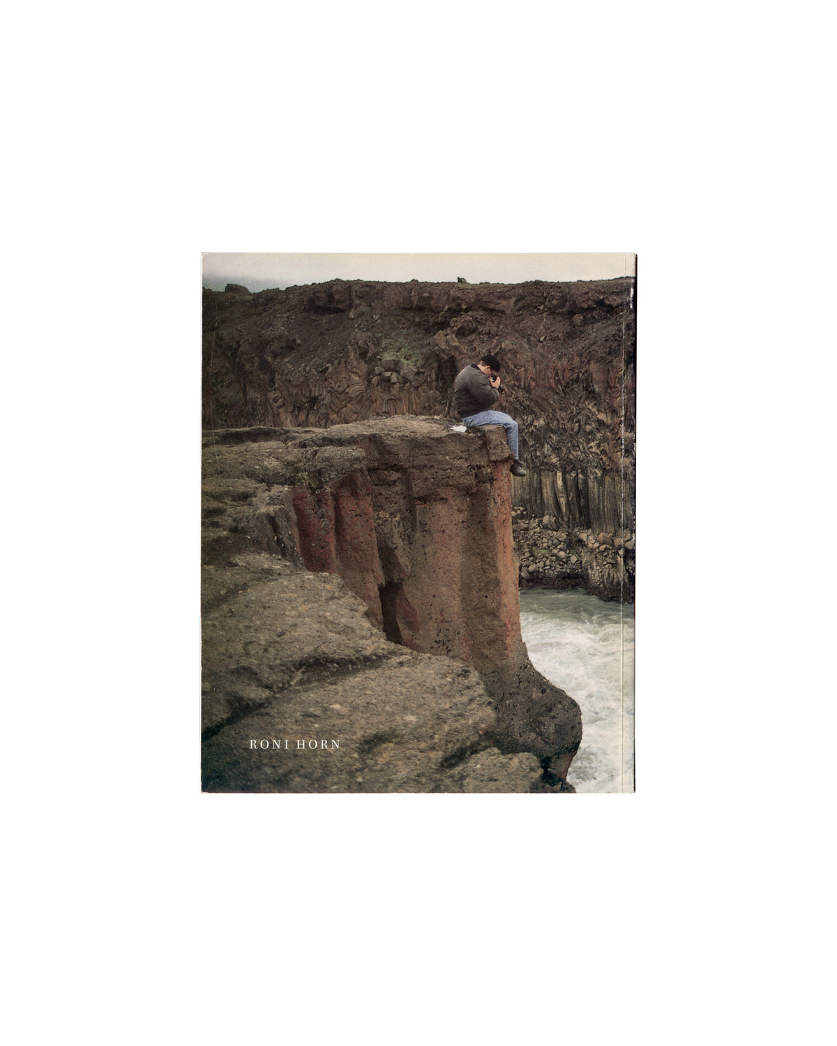Roni Horn, De Pont Foundation for Contemporary Art, Tilburg, 1994, front cover, figure seated on basalt cliff above Icelandic river