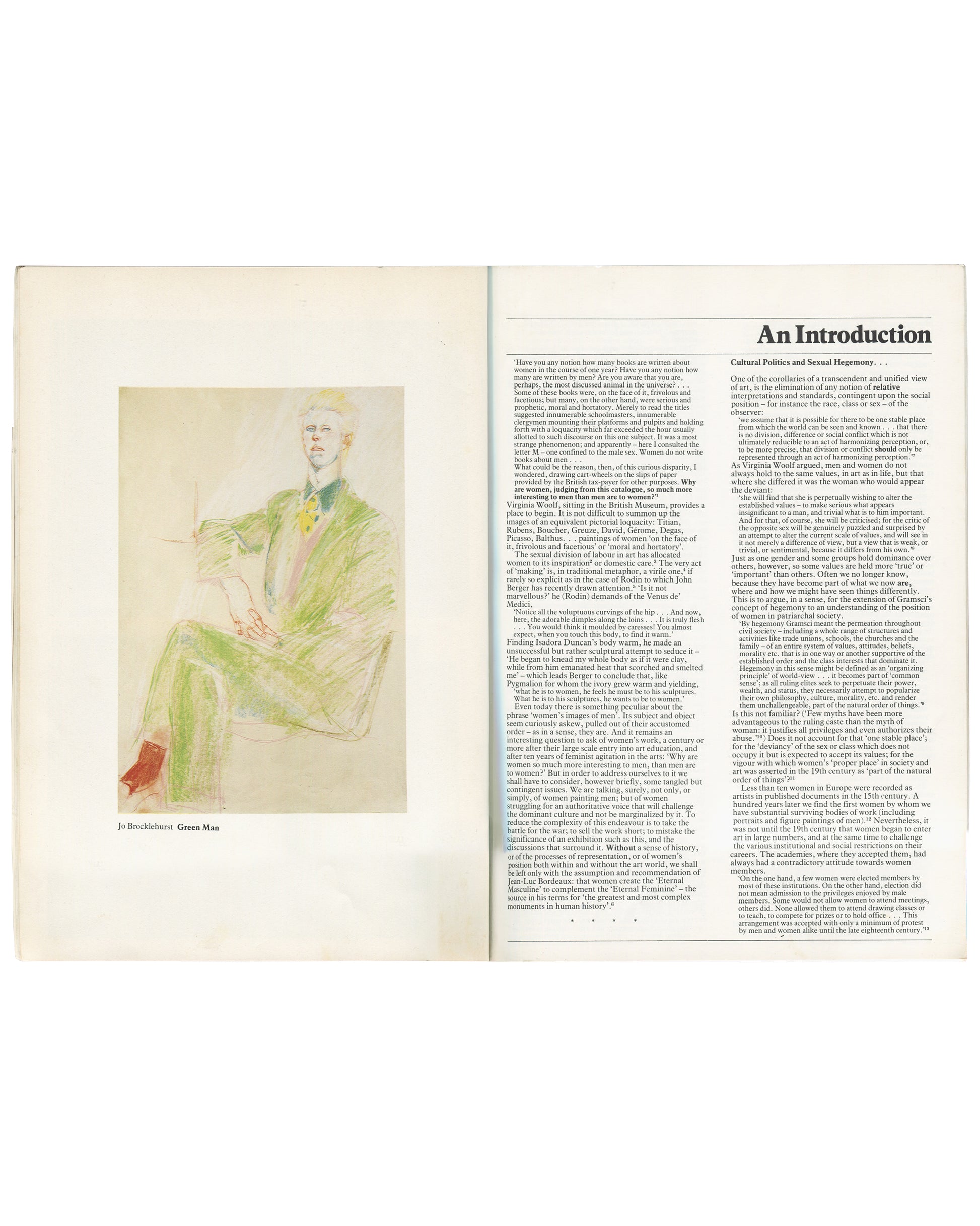 Joyce Agee, Catherine Elwes, Jacqueline Morreau, Pat Whiteread — Women's Images of Men, introduction spread