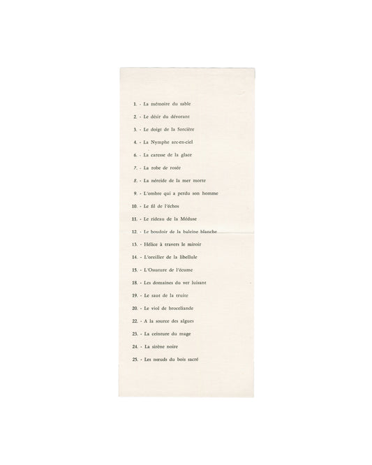 Irène Jacob, Exposition Galerie Furstenberg 1959; interior checklist of 21 works with poetic titles in French, cream paper