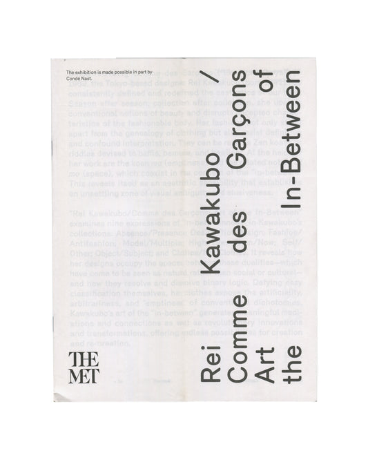 Rei Kawakubo Comme des Garçons Art of the In-Between, rotated title, The Met logo, lightweight paper, 2017 