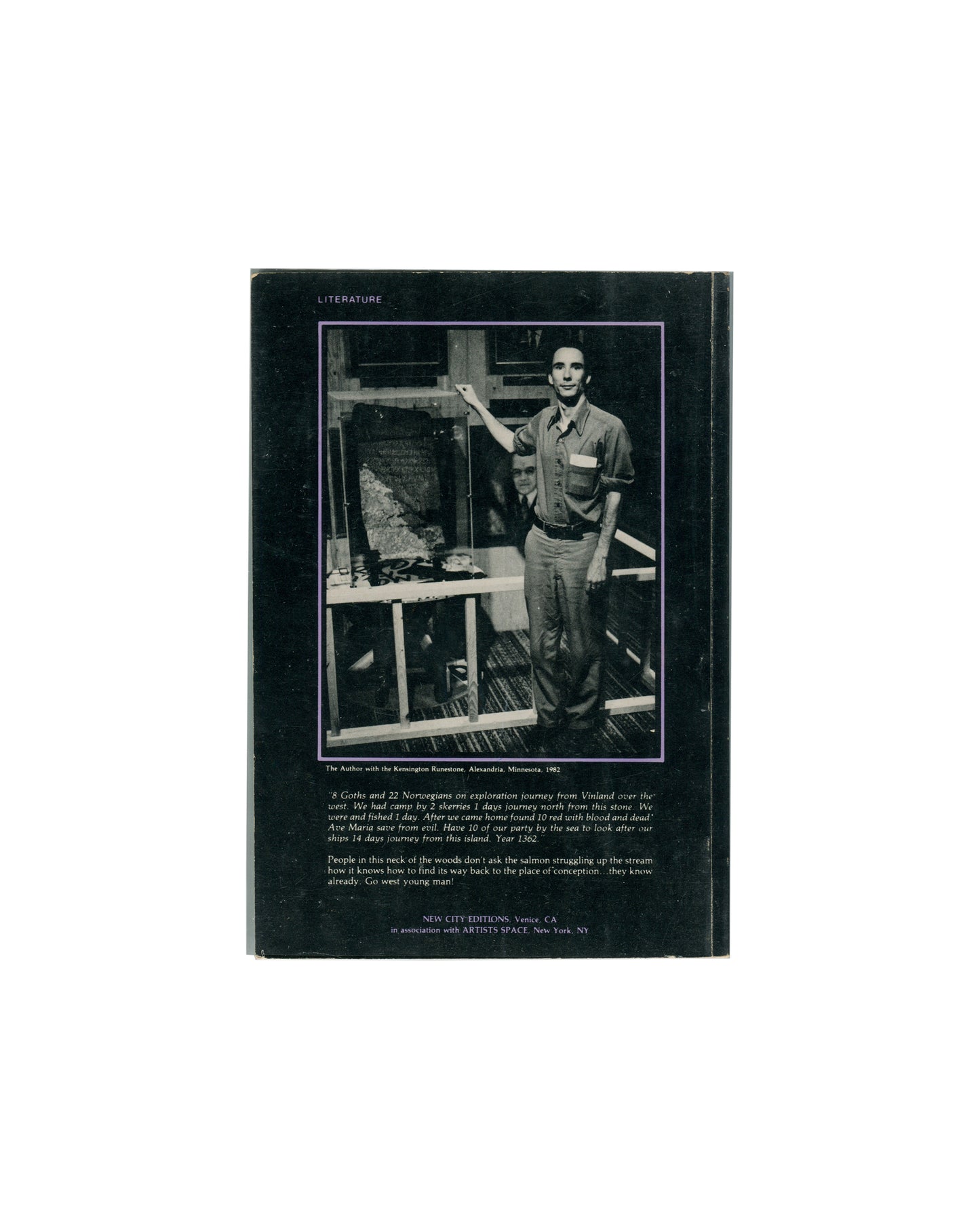 Mike Kelley, Plato's Cave Rothko's Chapel Lincoln's Profile, 1986, back cover, Kelley with Kensington Runestone, 1982 