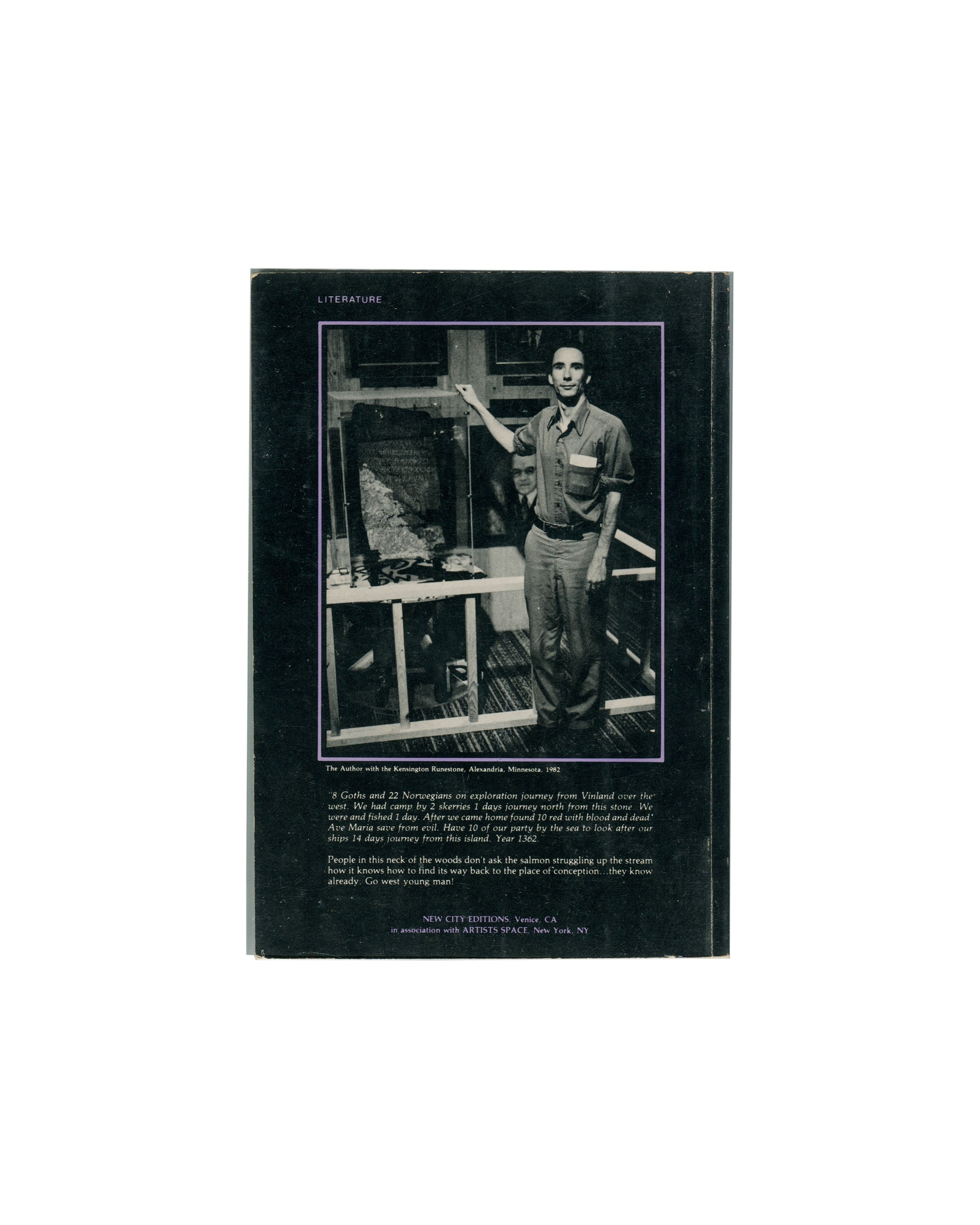 Mike Kelley, Plato's Cave Rothko's Chapel Lincoln's Profile, 1986, back cover, Kelley with Kensington Runestone, 1982 