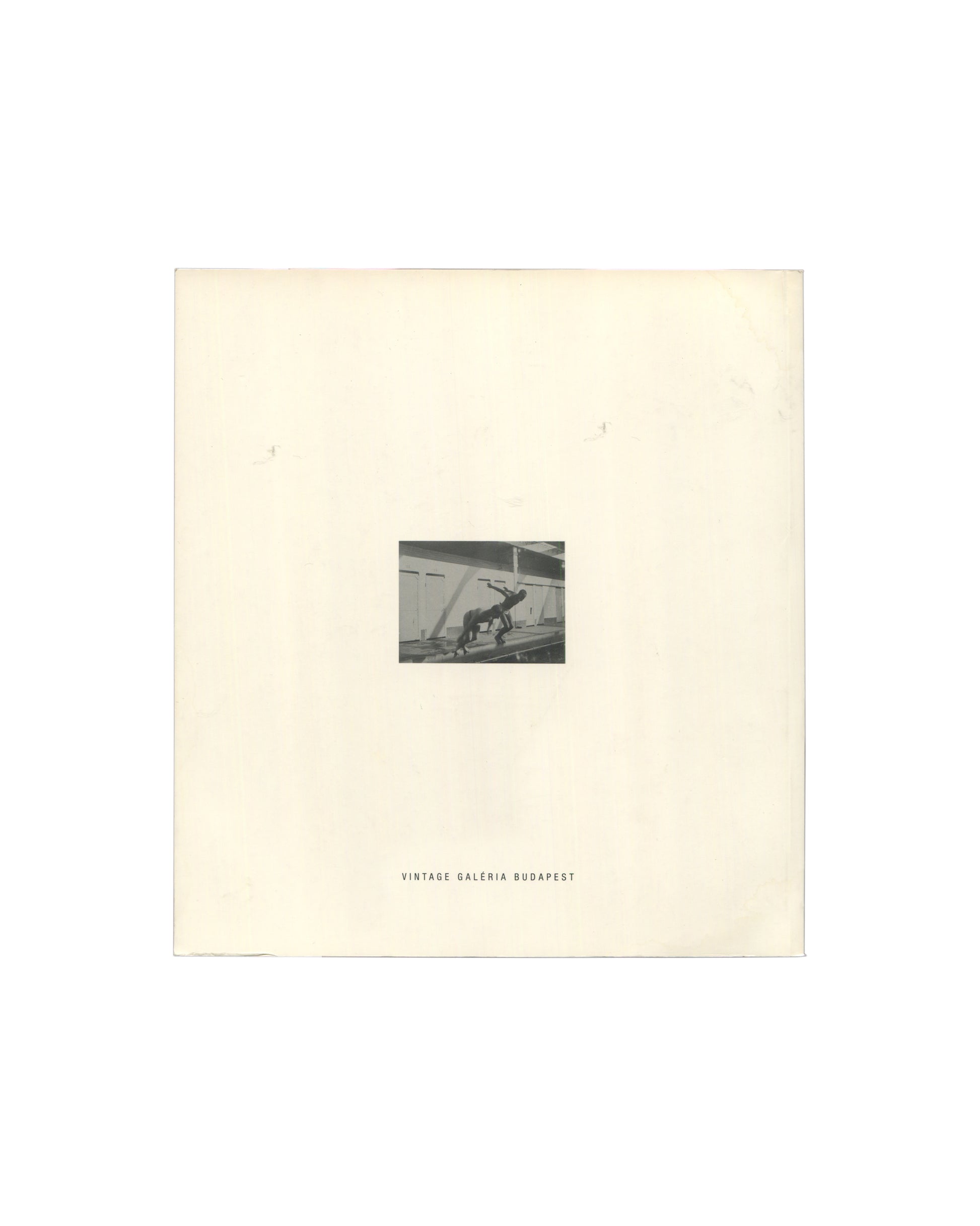 Cream-coloured back cover with a small black-and-white photograph centred above the imprint of Vintage Galéria Budapest.