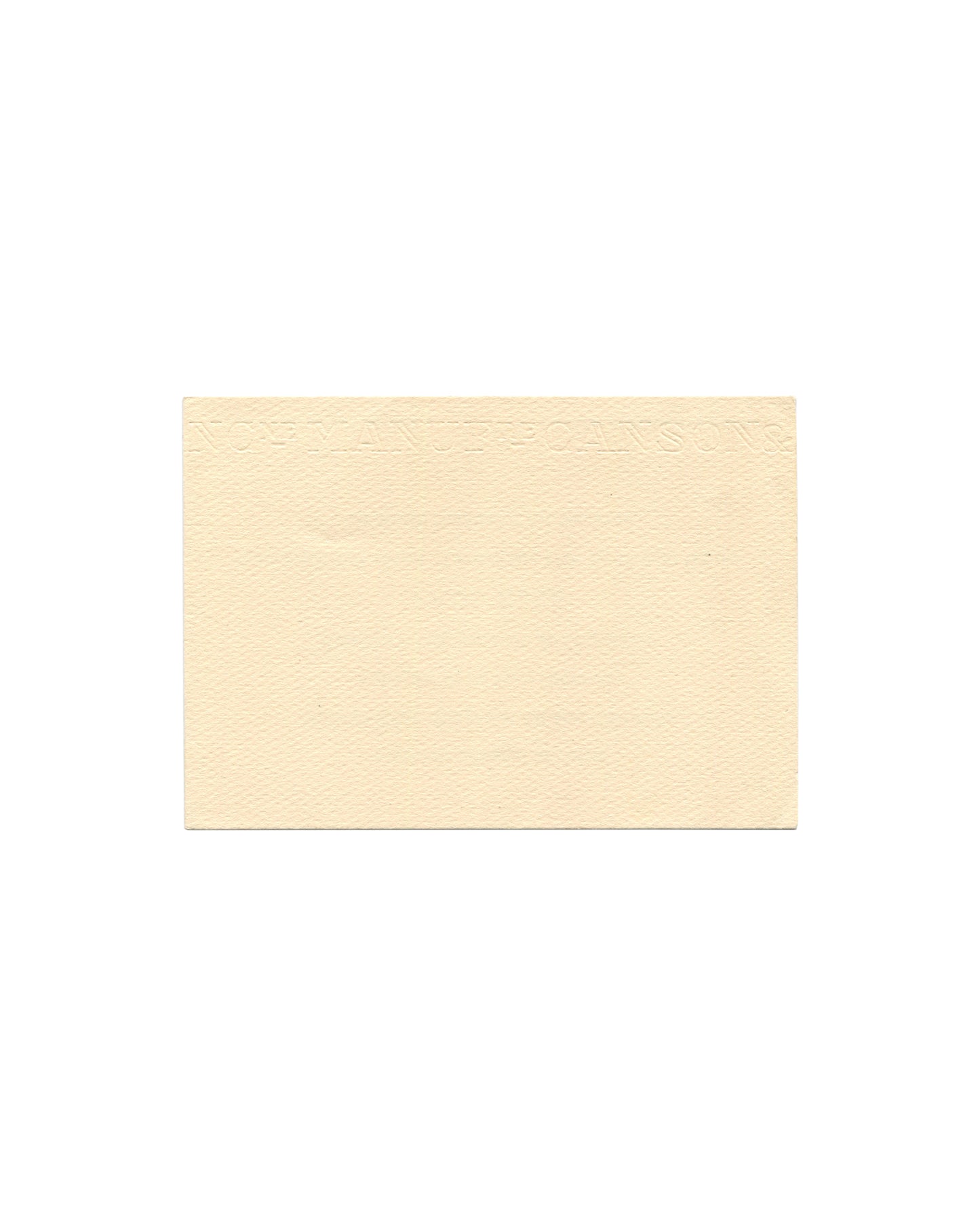 Paul Klee, exhibition invitation card verso. Musée National d'Art Moderne, Paris, 1969. Plain cream card, no text or image. Faint embossed or impressed text visible along the top edge, partially legible, consistent with a printed address or gallery name pressed through from the interior. Light age toning, minor surface marks, and faint handling wear.
