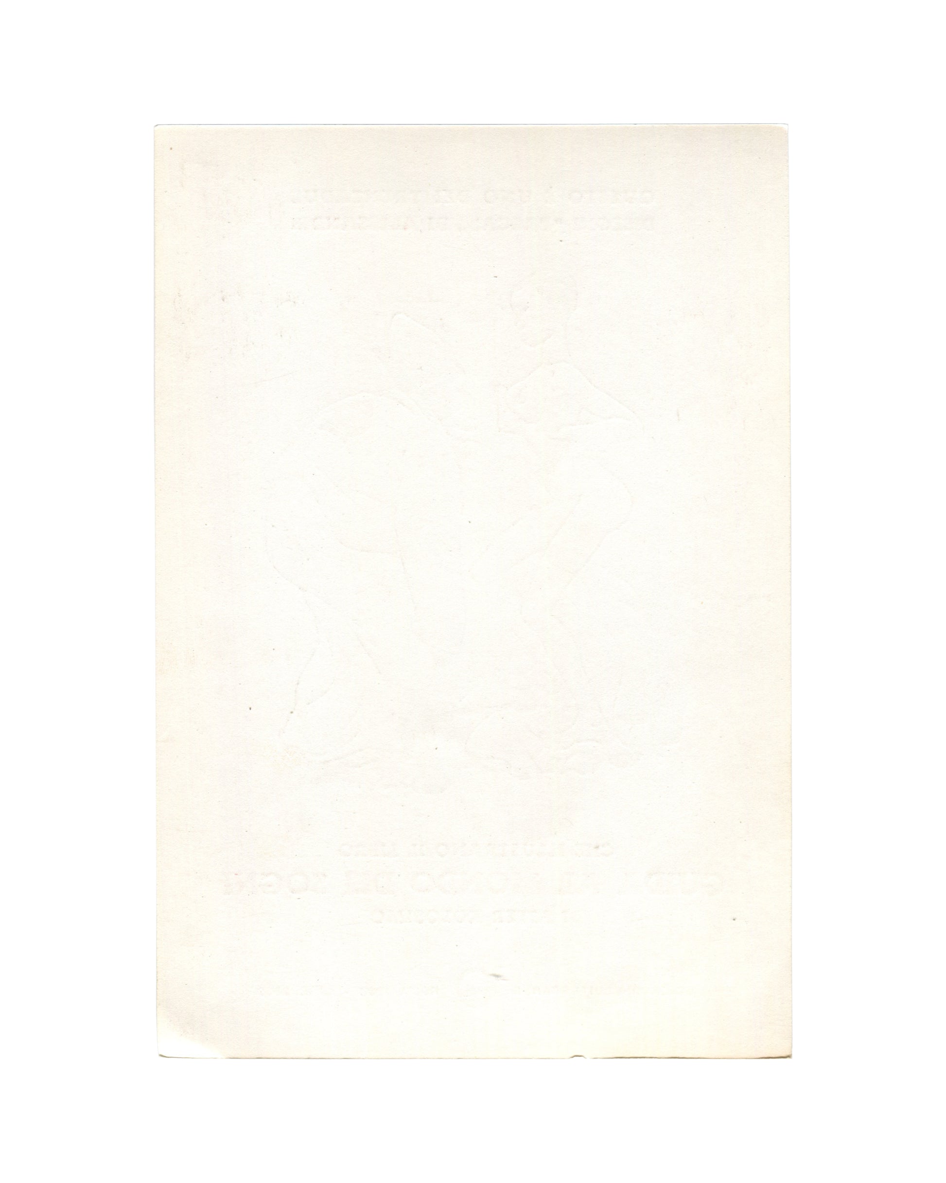 Reverse of 1968 Lorenzo Alessandri illustration sheet for Guida al Mondo dei Sogni by Peter Kolosimo, Edizioni Mediterranee, showing a plain blank cream paper with light age toning and minor surface marks consistent with vintage condition.

You appear to be offline. Messaging may not work as expected.


Kolosimo, … back.jpg


