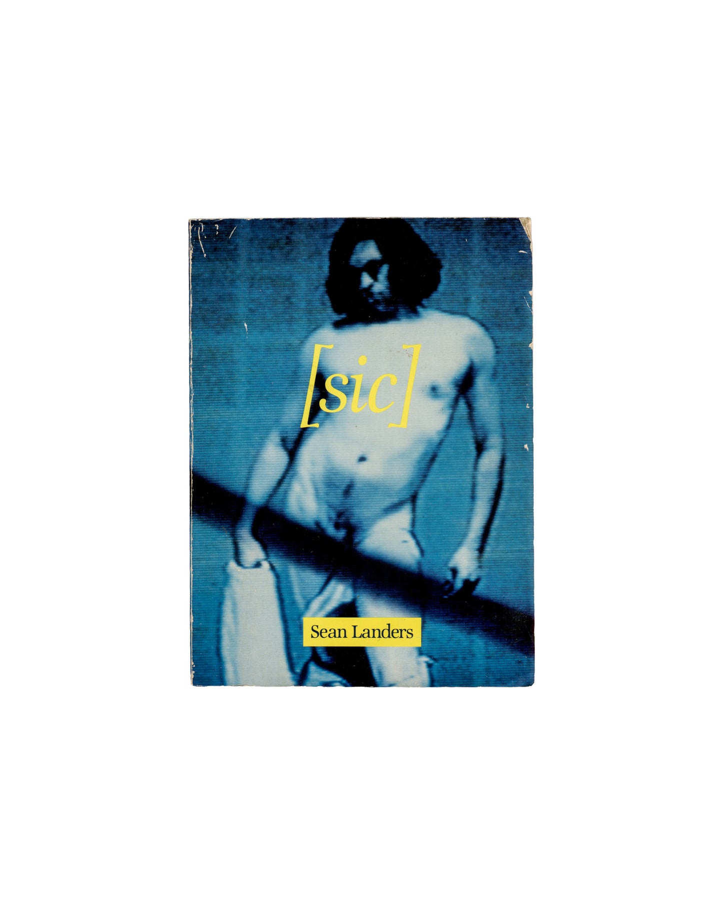 Sean Landers, [sic], Riverhead Books, New York, 1995 — front cover, blue-toned photograph with yellow title