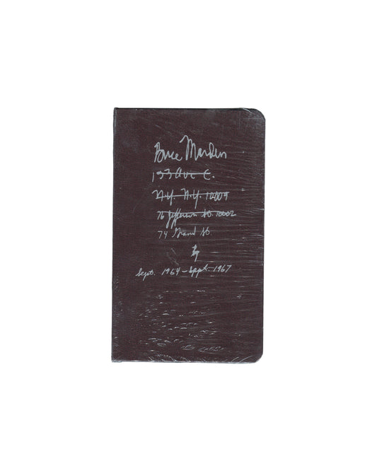 Brice Marden, Notebook Sept 1964–Sept 1967, Karma 2015, front in shrinkwrap, burgundy leatherette, handwritten title