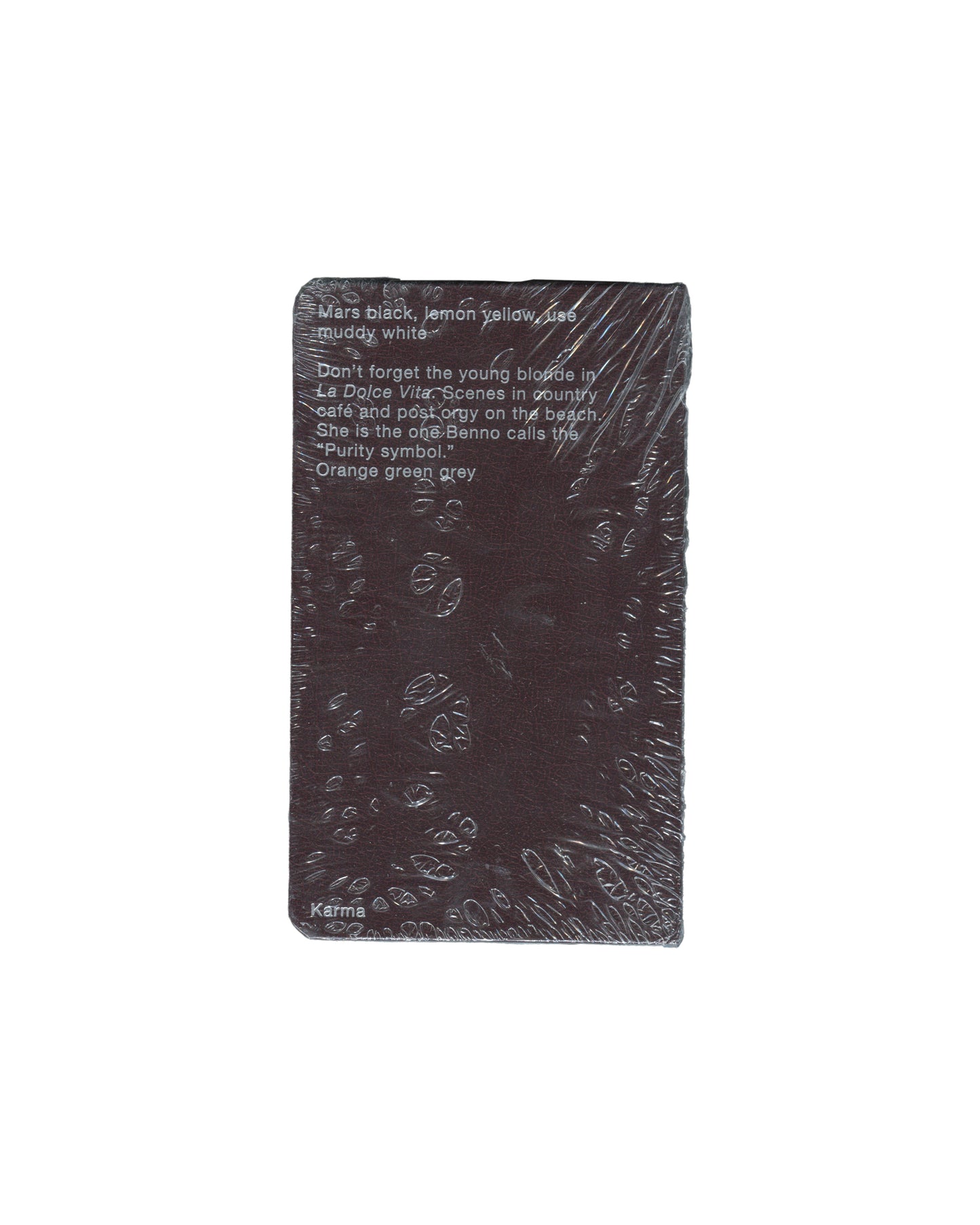 Brice Marden, Notebook Sept 1964–Sept 1967, Karma 2015, reverse in shrinkwrap, handwritten colour notes and La Dolce Vita reference