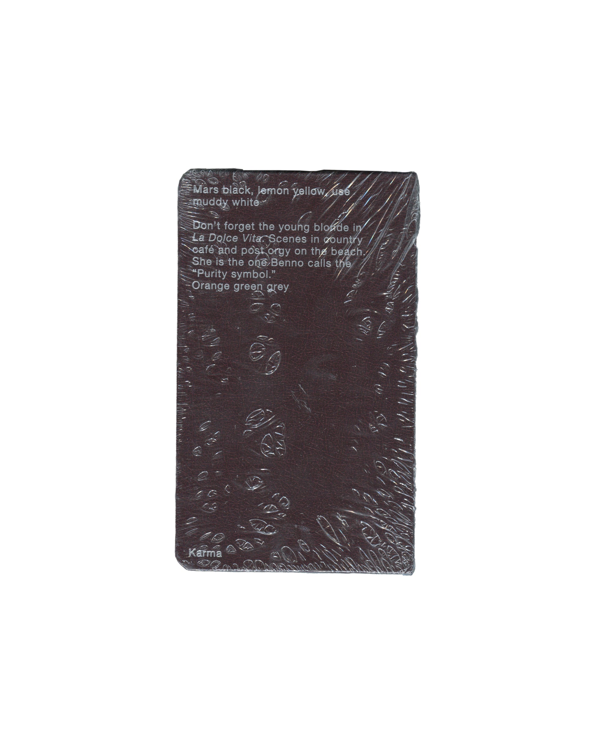 Brice Marden, Notebook Sept 1964–Sept 1967, Karma 2015, reverse in shrinkwrap, handwritten colour notes and La Dolce Vita reference