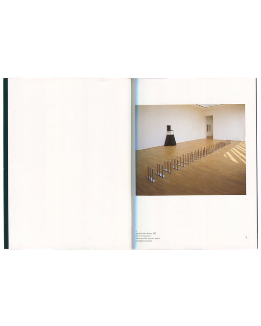 Walter De Maria, 4-6-8 Series, MMK Frankfurt 1991, polished steel rods receding across wooden floor, installation view 