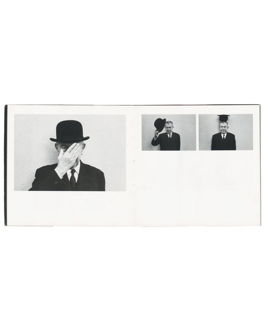 Duane Michals, A Visit with Magritte, Matrix Publications 1981, blue plaster head left, Magritte asleep on sofa right, interior 