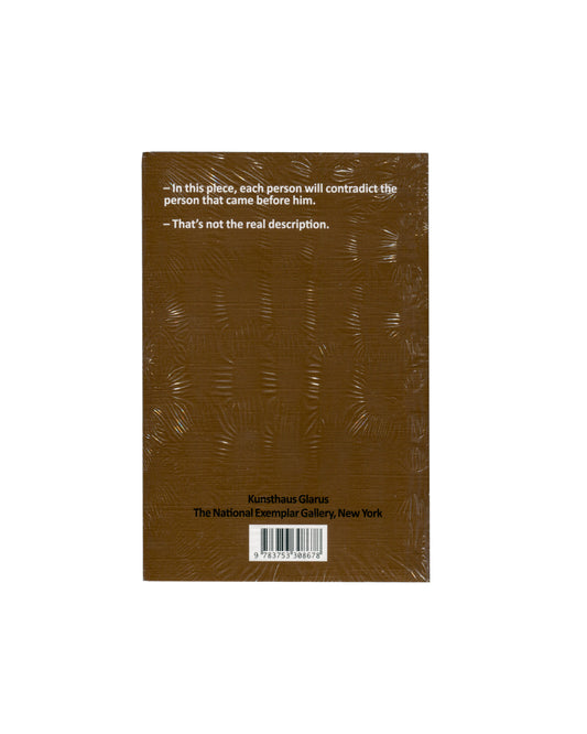 John Miller, Contradicting Statements, 2026, brown rear cover with opening exchange, barcode, shrink-wrap