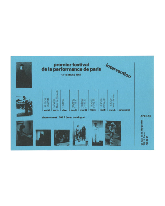 Premier Festival de la Performance de Paris — Intervention, Paris, 1982