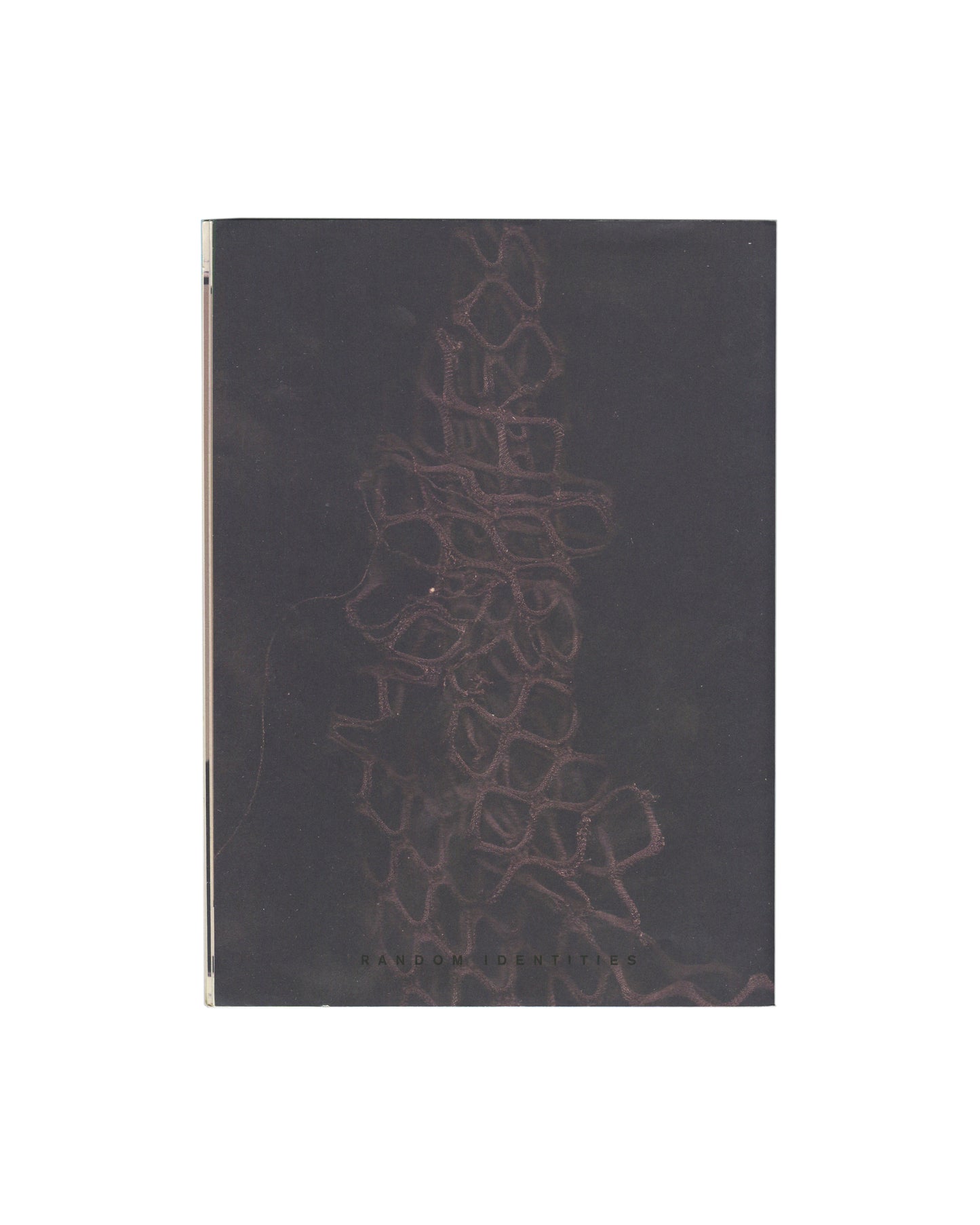 Stefano Pilati, Random Identities, Jordan Hemingway, zine back cover, dark ground with faint figure, 2019
