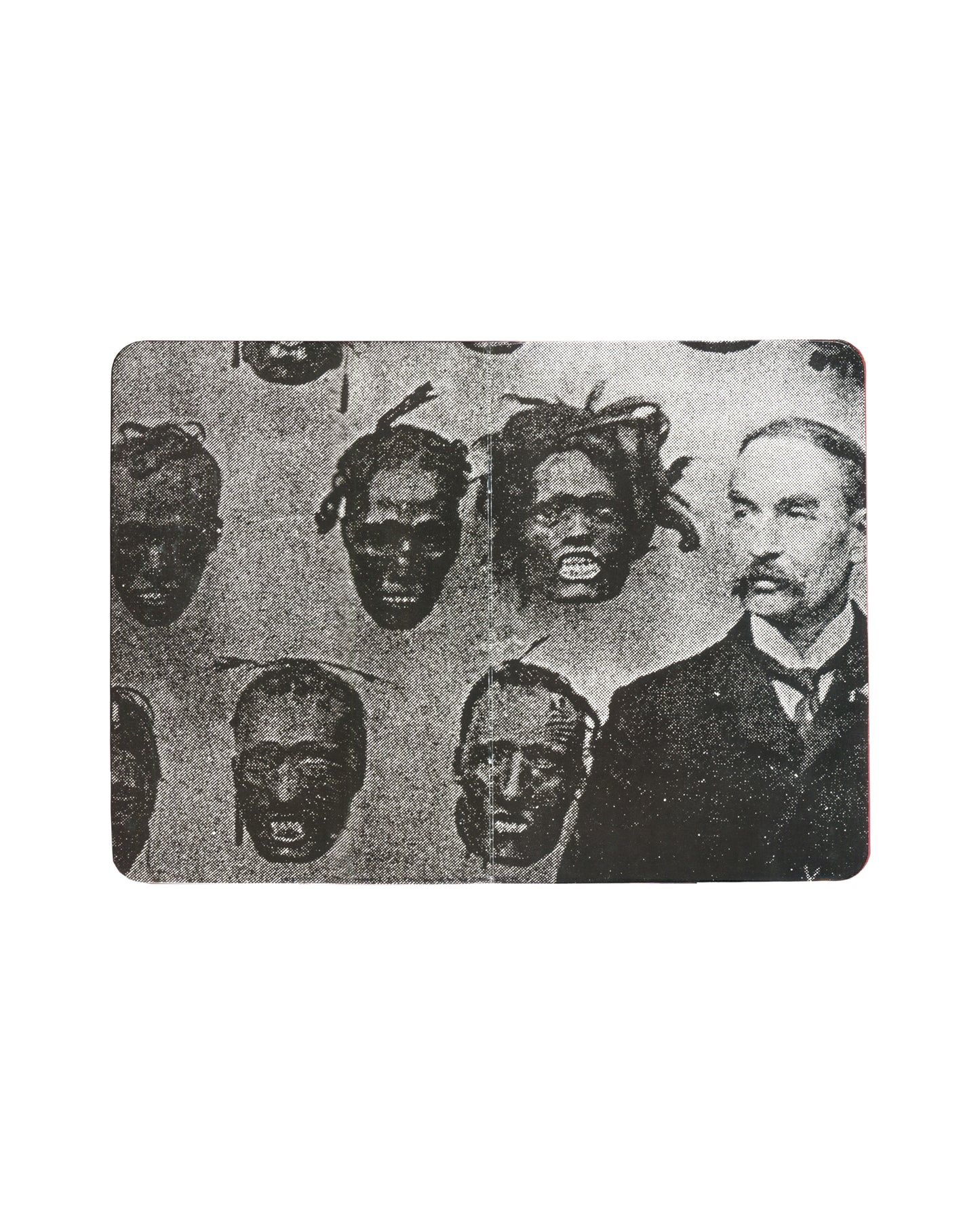 Anne & Patrick Poirier, Dangerzone, 2004, interior: archival photo, masked figures and man in suit, full bleed
I