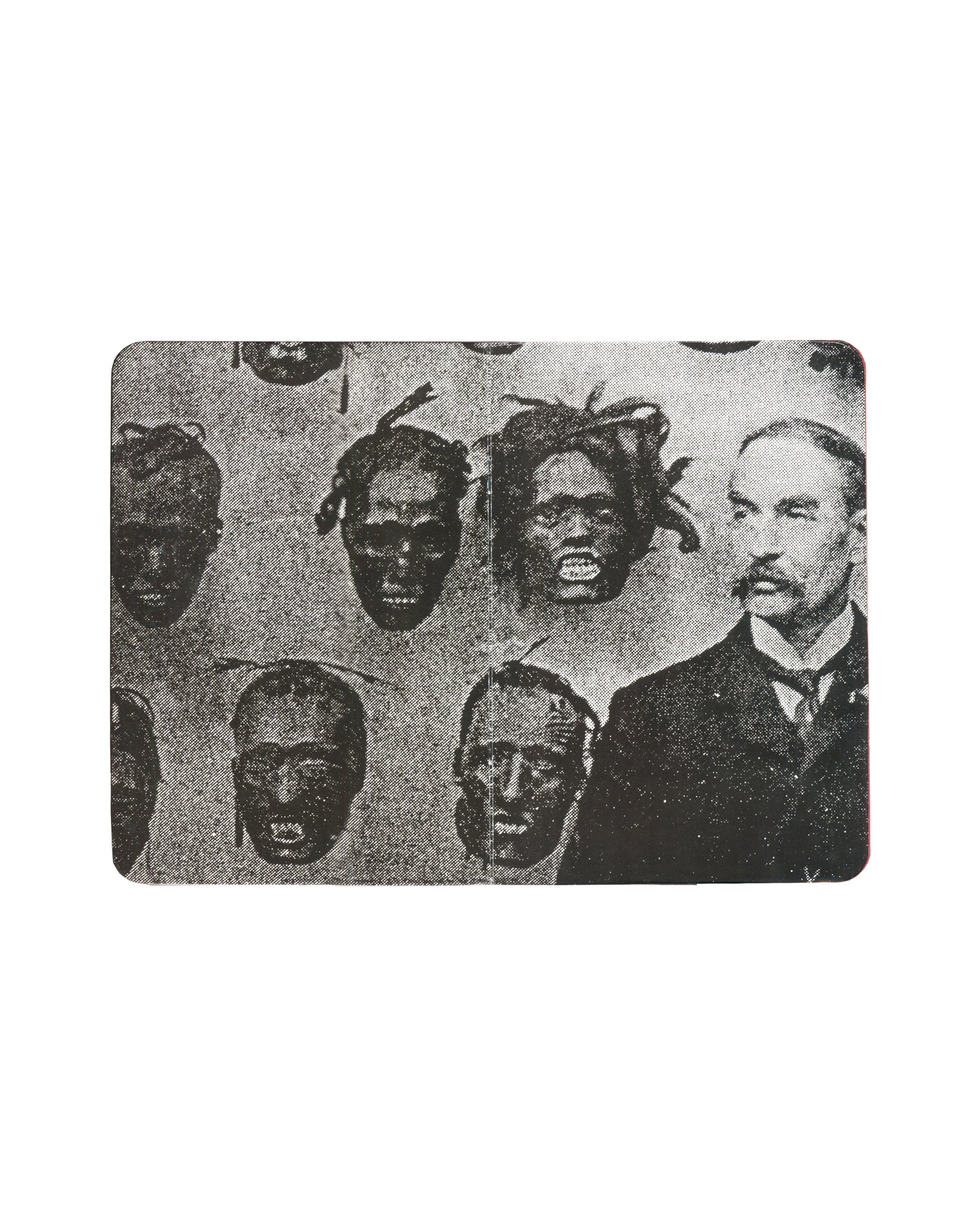 Anne & Patrick Poirier, Dangerzone, 2004, interior: archival photo, masked figures and man in suit, full bleed
I
