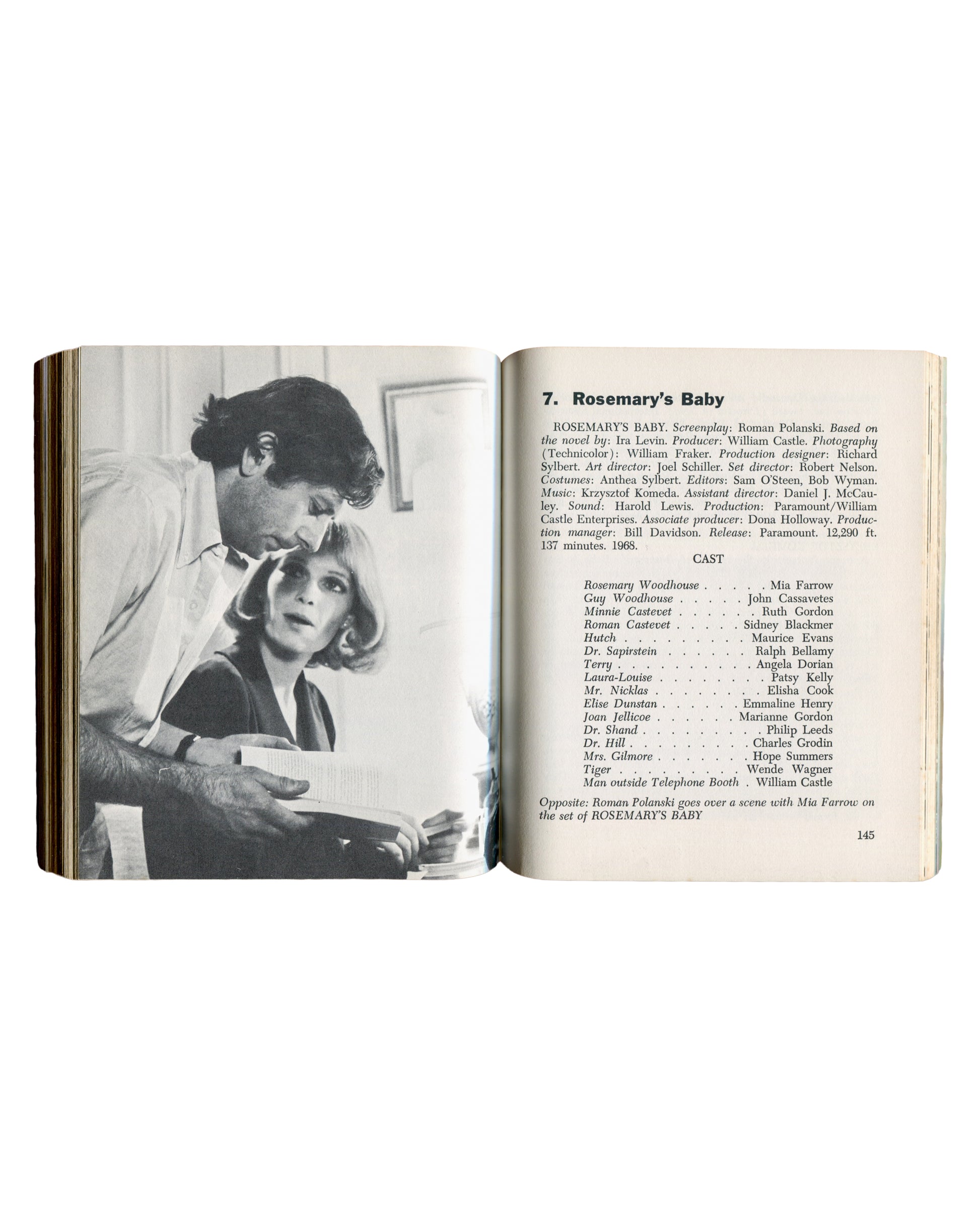 Roman Polanski / Ivan Butler, The Cinema of Roman Polanski, 1970, p.145, Polanski with Mia Farrow on set of Rosemary's Baby