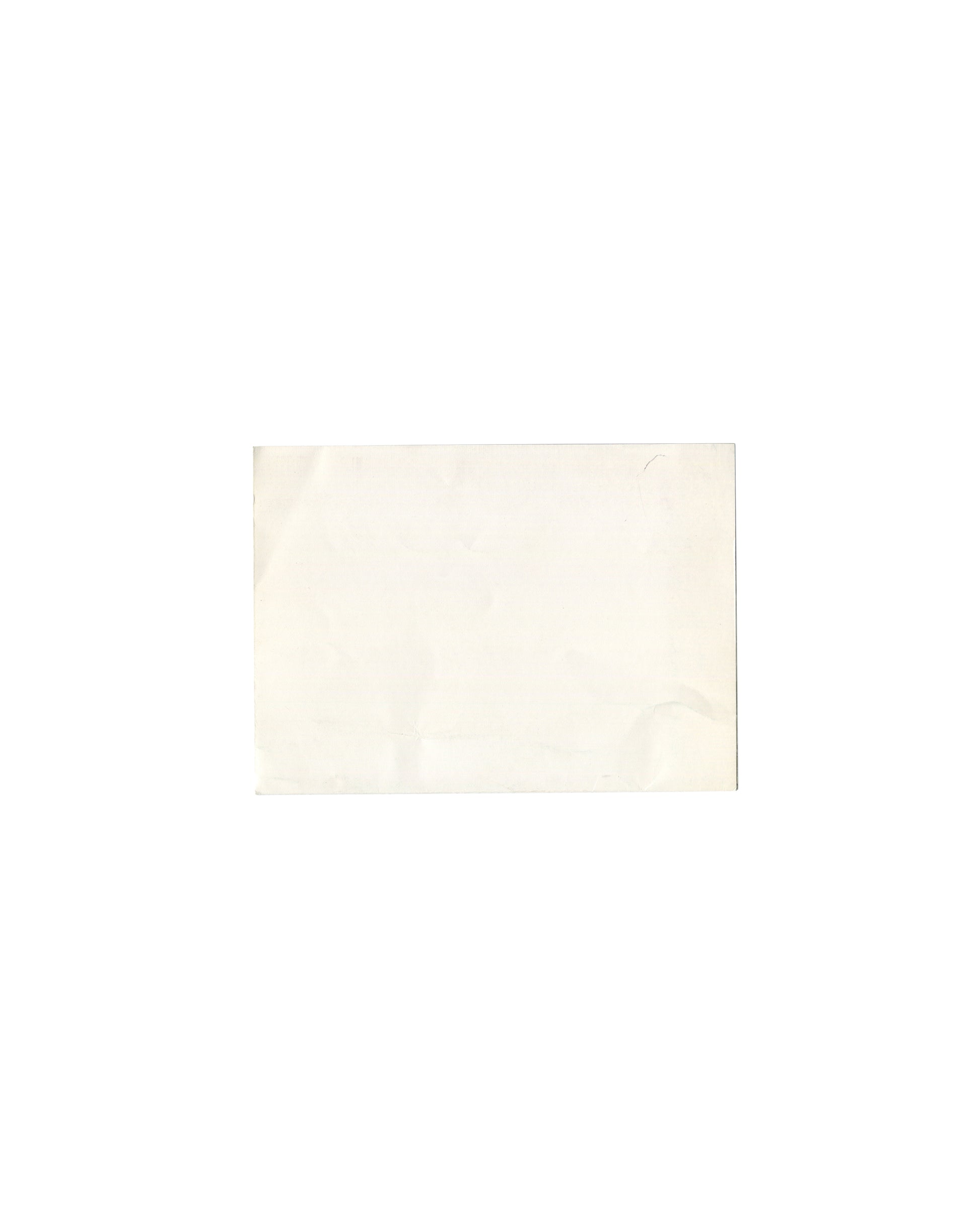 Original 1996 Rona Pondick Patricia Faure Gallery poster/mailer, exterior recto showing plain cream-white paper surface with machine fold lines visible, as mailed.