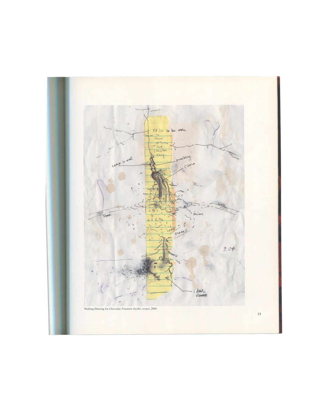 William Pope.L — some things you can do with blackness…, 2005 — interior detail. Text page with embedded colour photograph. Image: Pope.L crawling on a New York street in a blue Superman costume with yellow and red chest emblem, white gloves, wearing a striped headband. A second figure crawls behind him. Traffic visible in background. Caption: "The Great White Way, performance, New York, NY, 2002 – Ongoing". Surrounding text references Pope.L's crawls ending in the lobby of the Museum of Modern Art.
