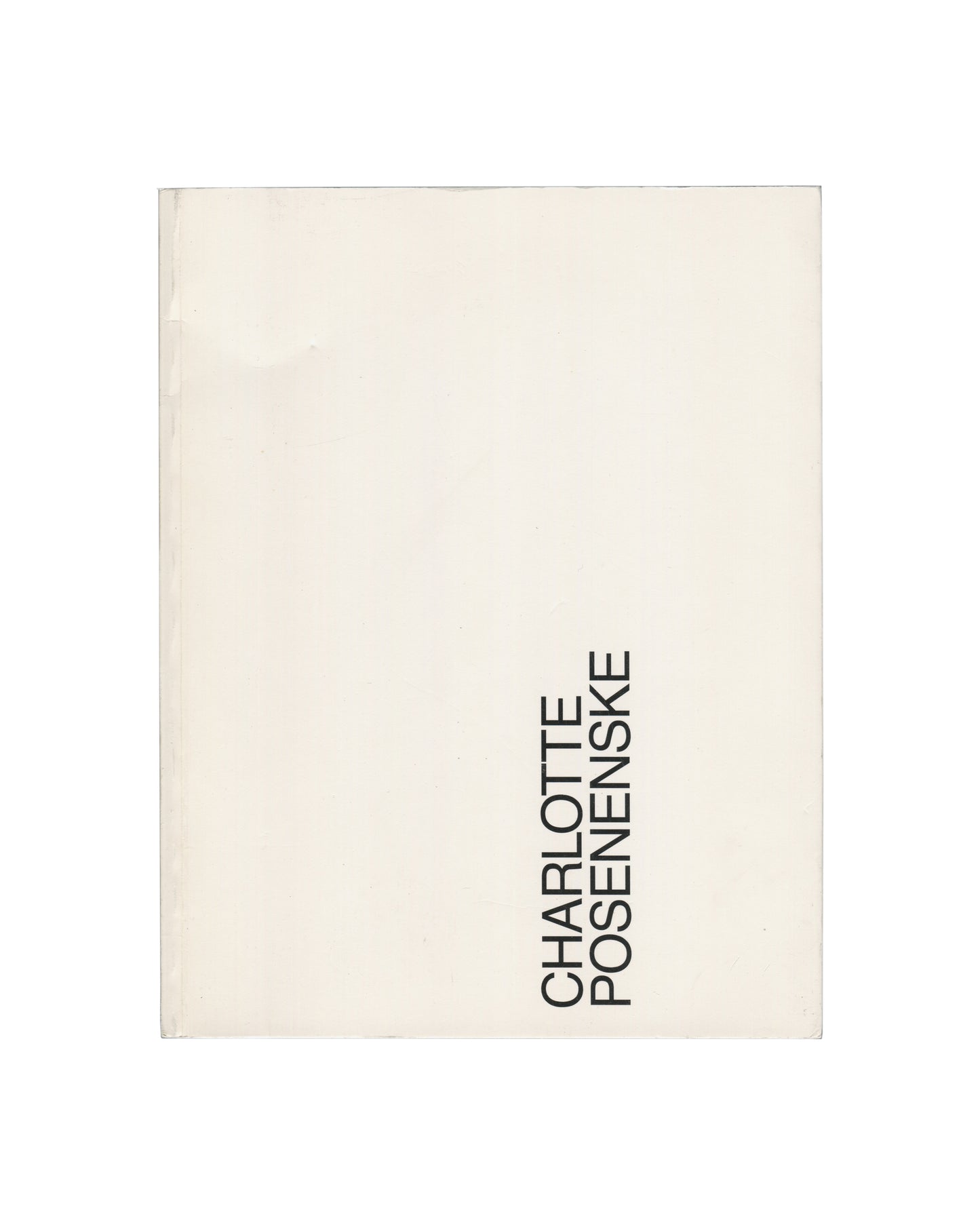 Charlotte Posenenske catalogue, MMK Frankfurt 1990, front cover: cream ground, artist name in black lower right
