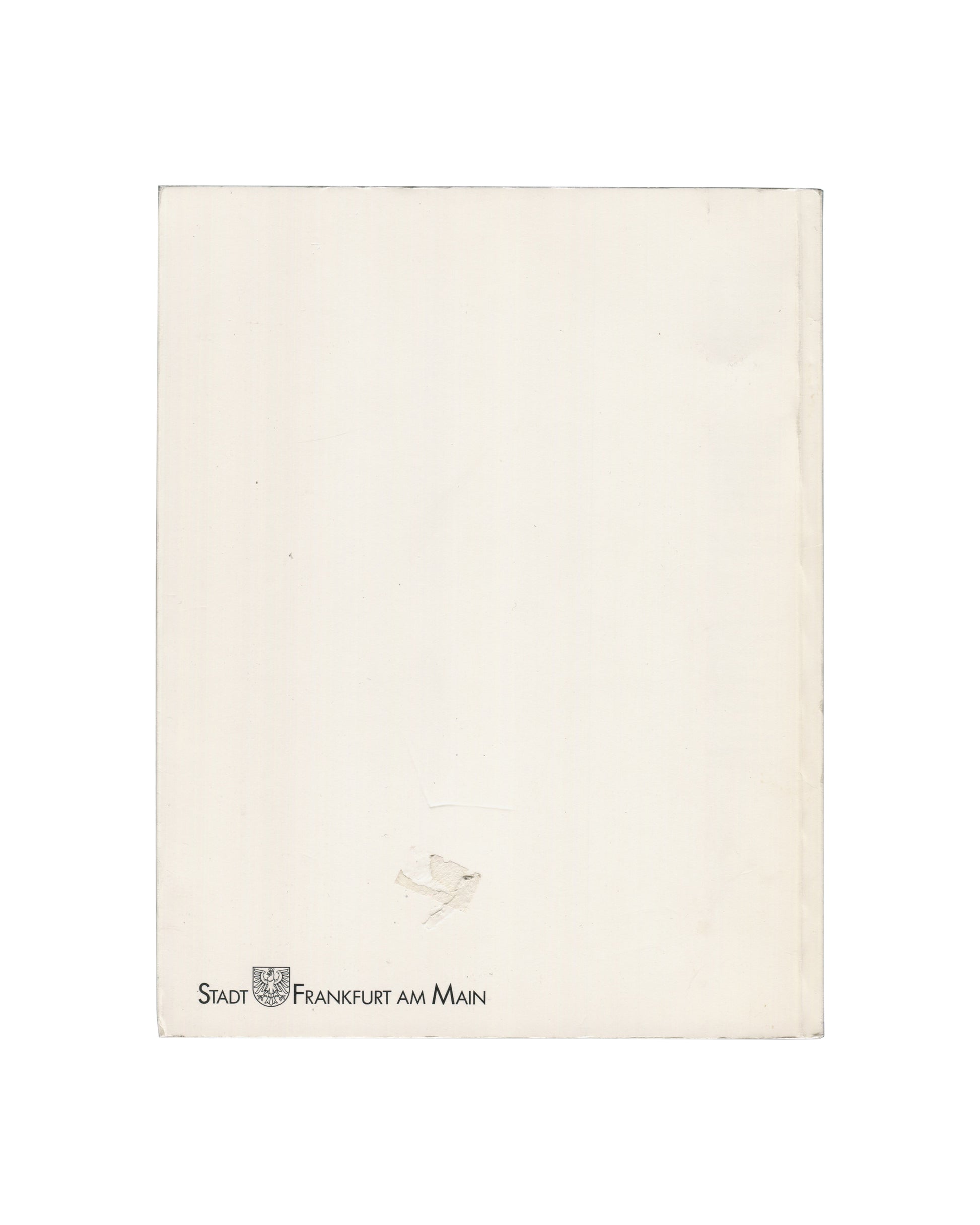 Charlotte Posenenske, MMK Frankfurt 1990, back cover: cream, Stadt Frankfurt am Main imprint, adhesive residue lower centre