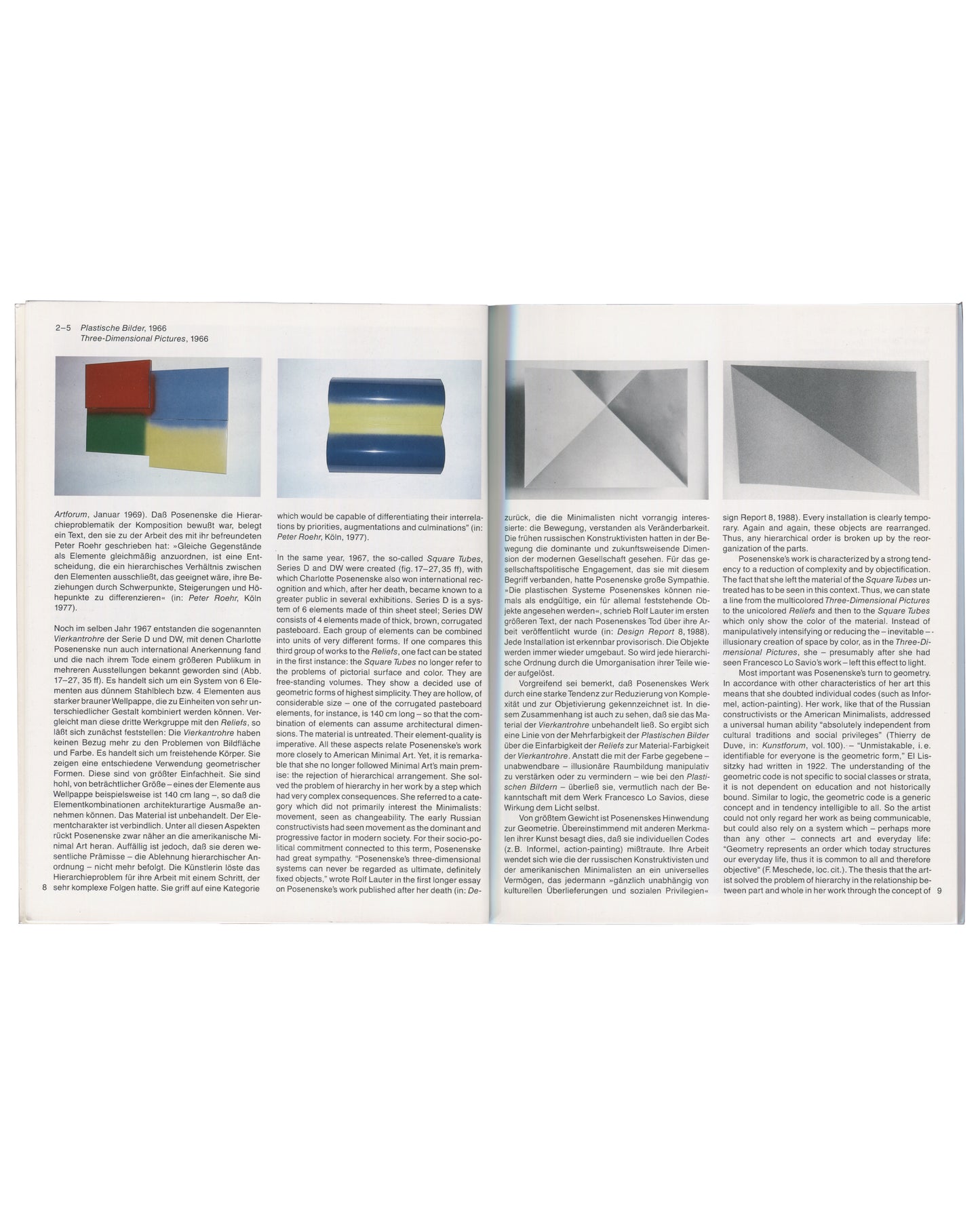 Charlotte Posenenske catalogue pp.22–23: Square Tubes Series DW, Loehr Gallery Frankfurt opening, 9 September 1967, b&w
I