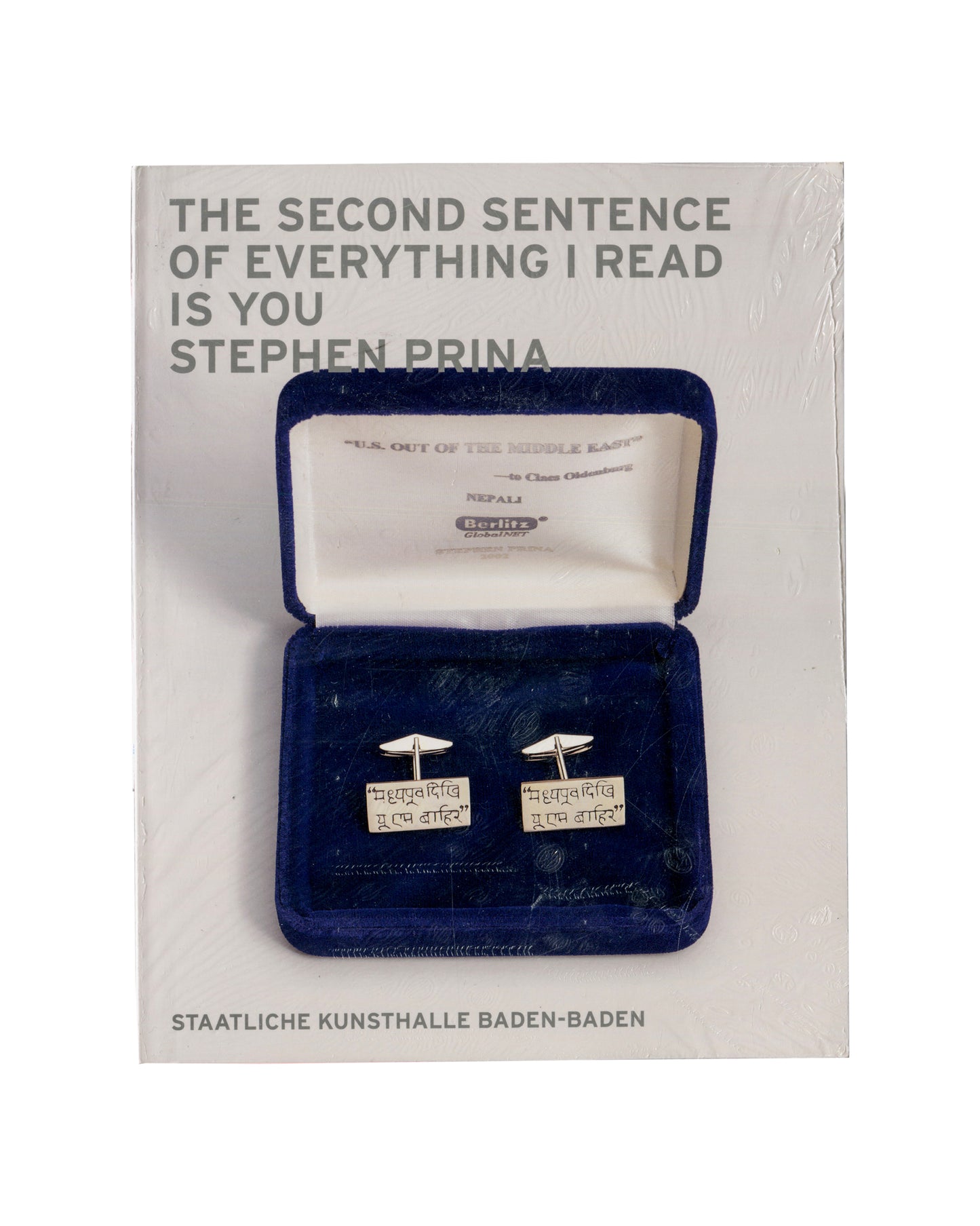 Stephen Prina, The Second Sentence of Everything I Read Is You, 2009, front cover, Staatliche Kunsthalle Baden-Baden