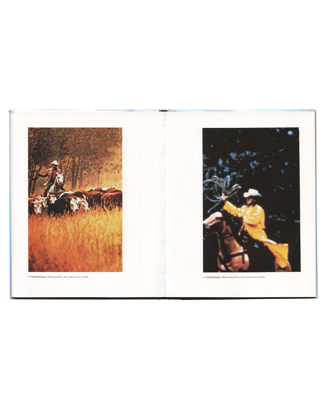 Richard Prince, Photographien 1994, interior spread, Untitled (Cowboy) 1984 and 1983–84, two colour Ektacolor prints, pp.17–18 